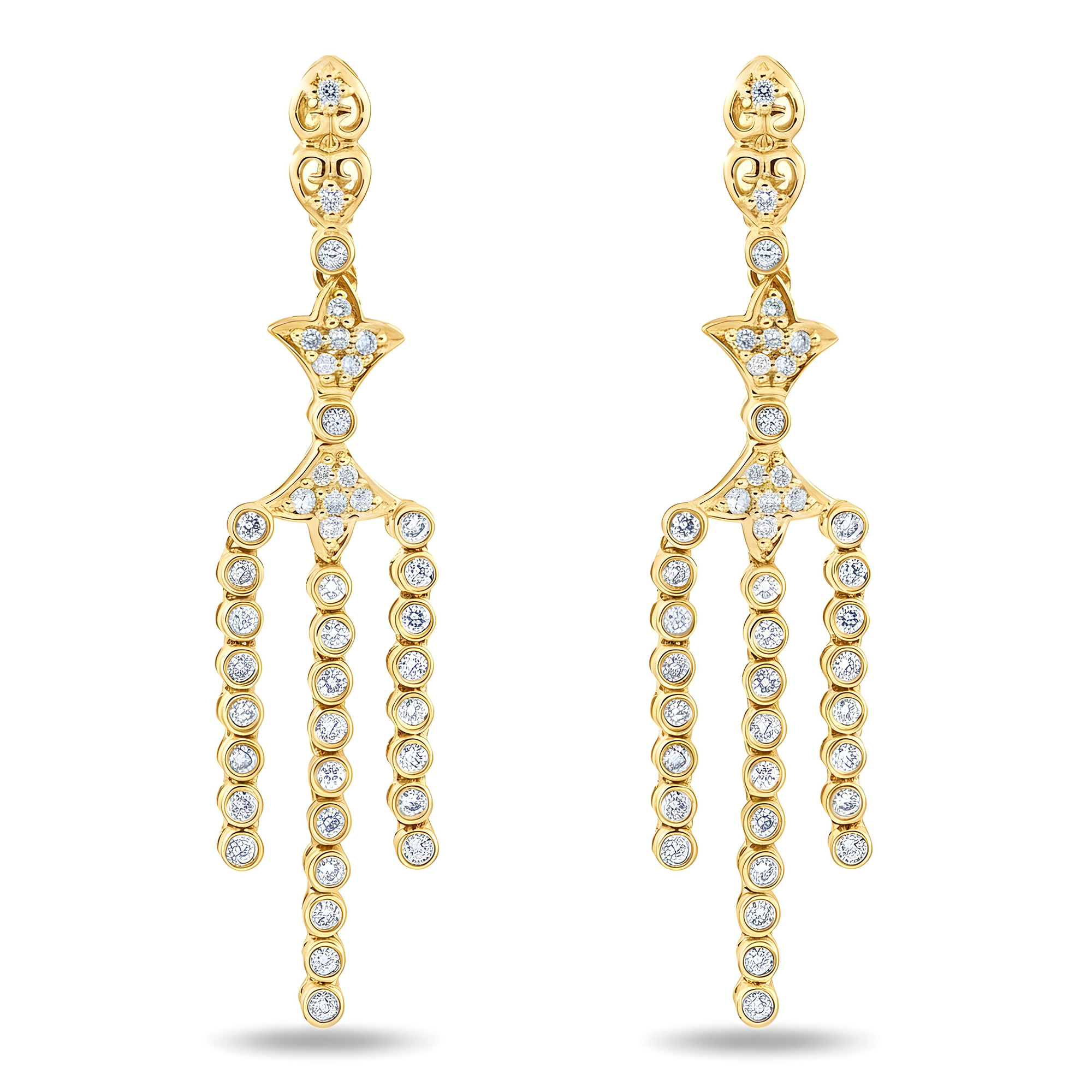 14K White Gold Round Diamond Dagger Drop Earrings 1.02ctw