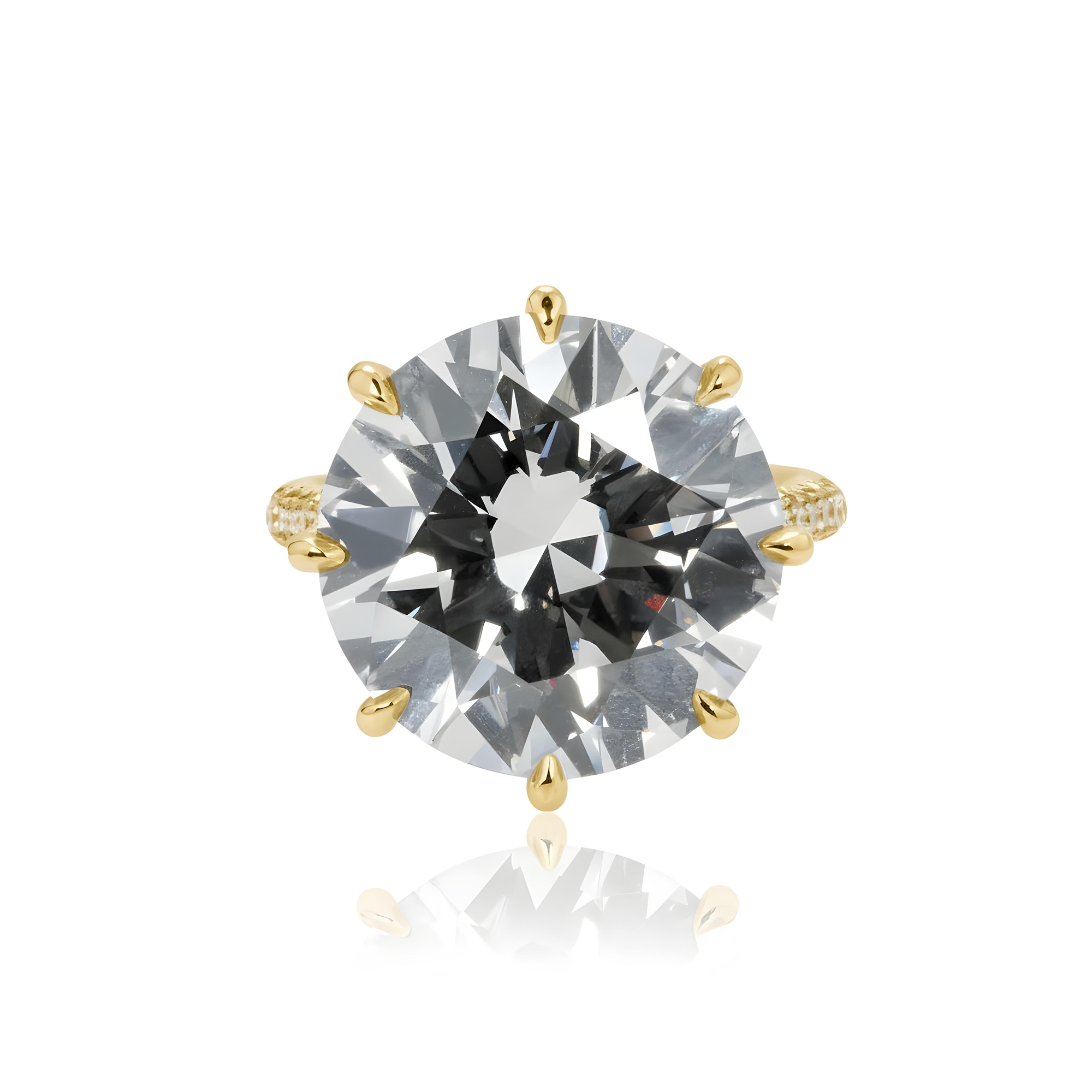 Platinum 14.31ct Round Diamond Engagement Ring 15.81ctw