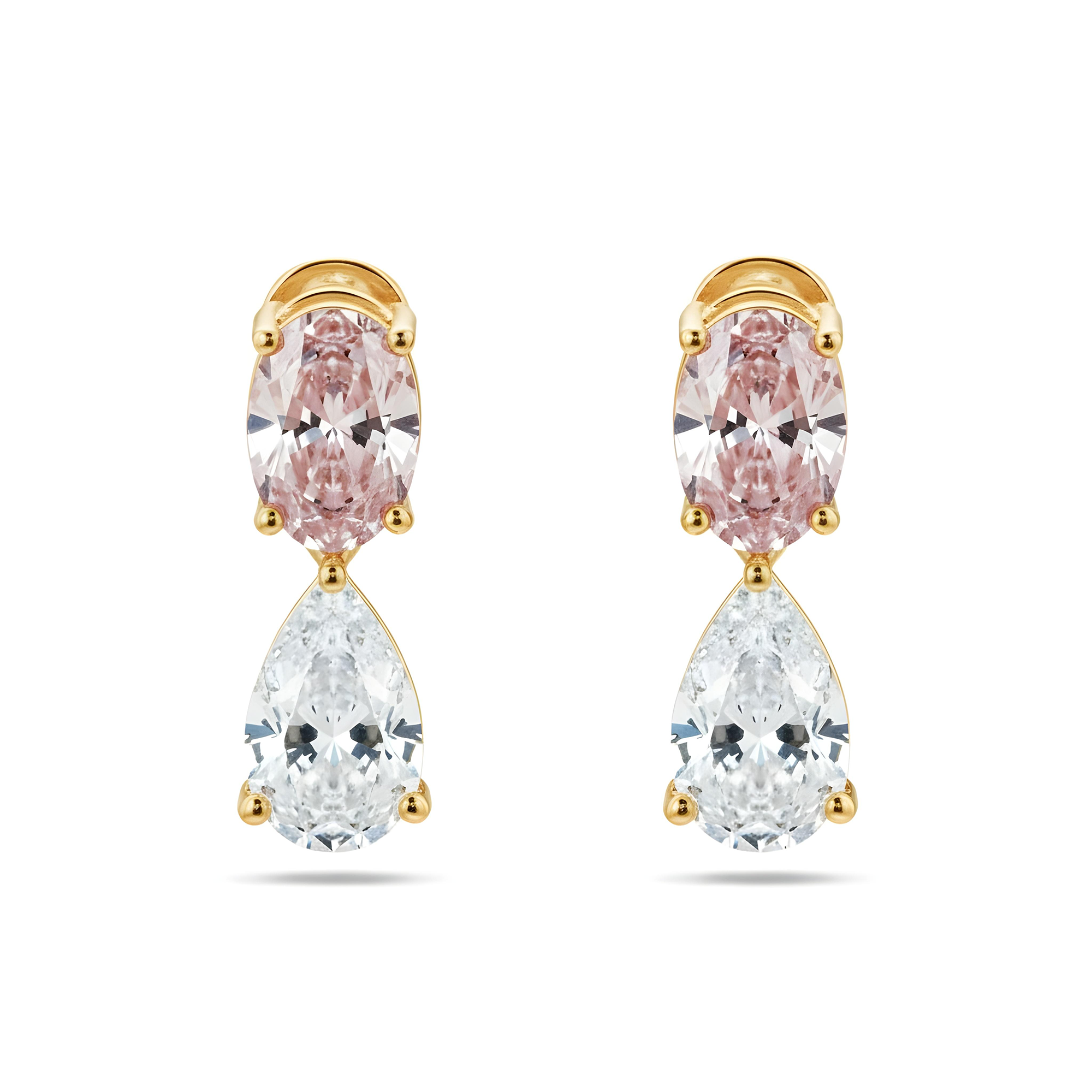 18K White Gold Pear & Oval Cut Pink Vivid Diamond Drop Earrings 4.69ctw