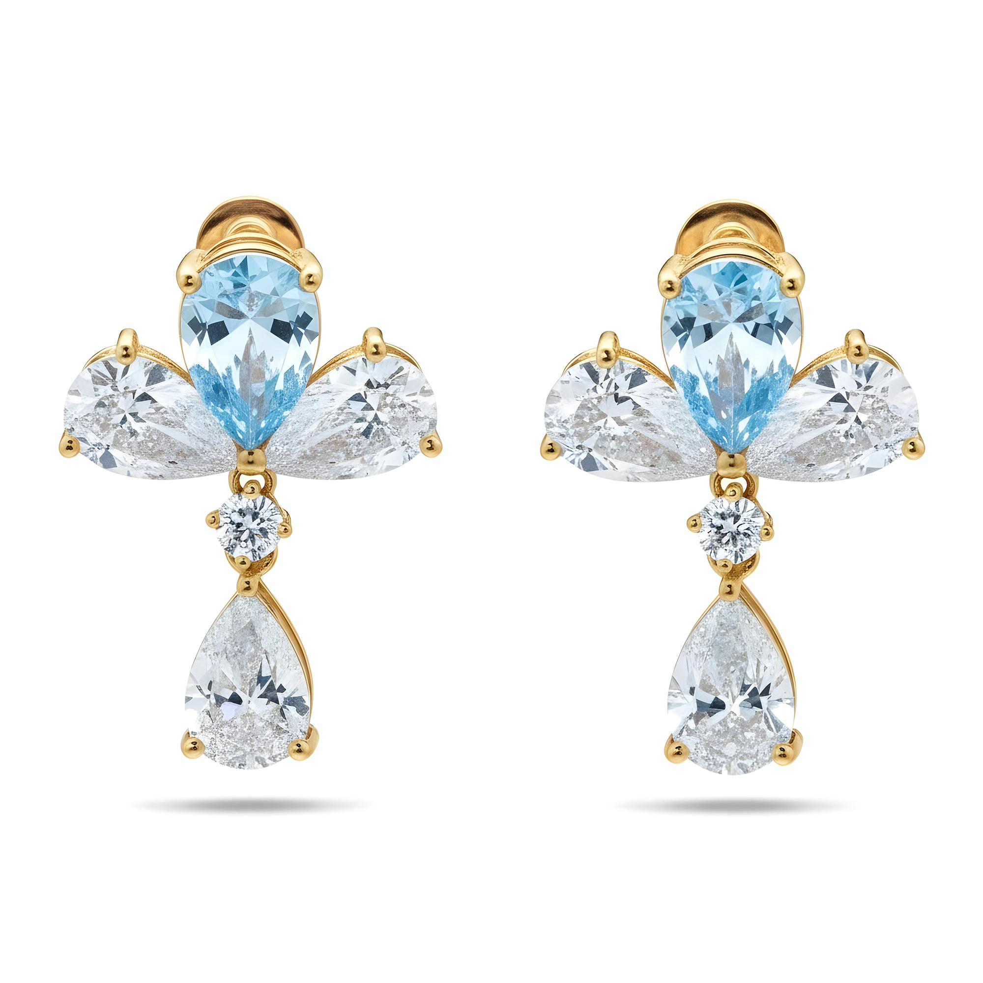 18K White Gold Pear Cut Fancy Vivid Blue Diamond Drop Earrings 9.06ctw