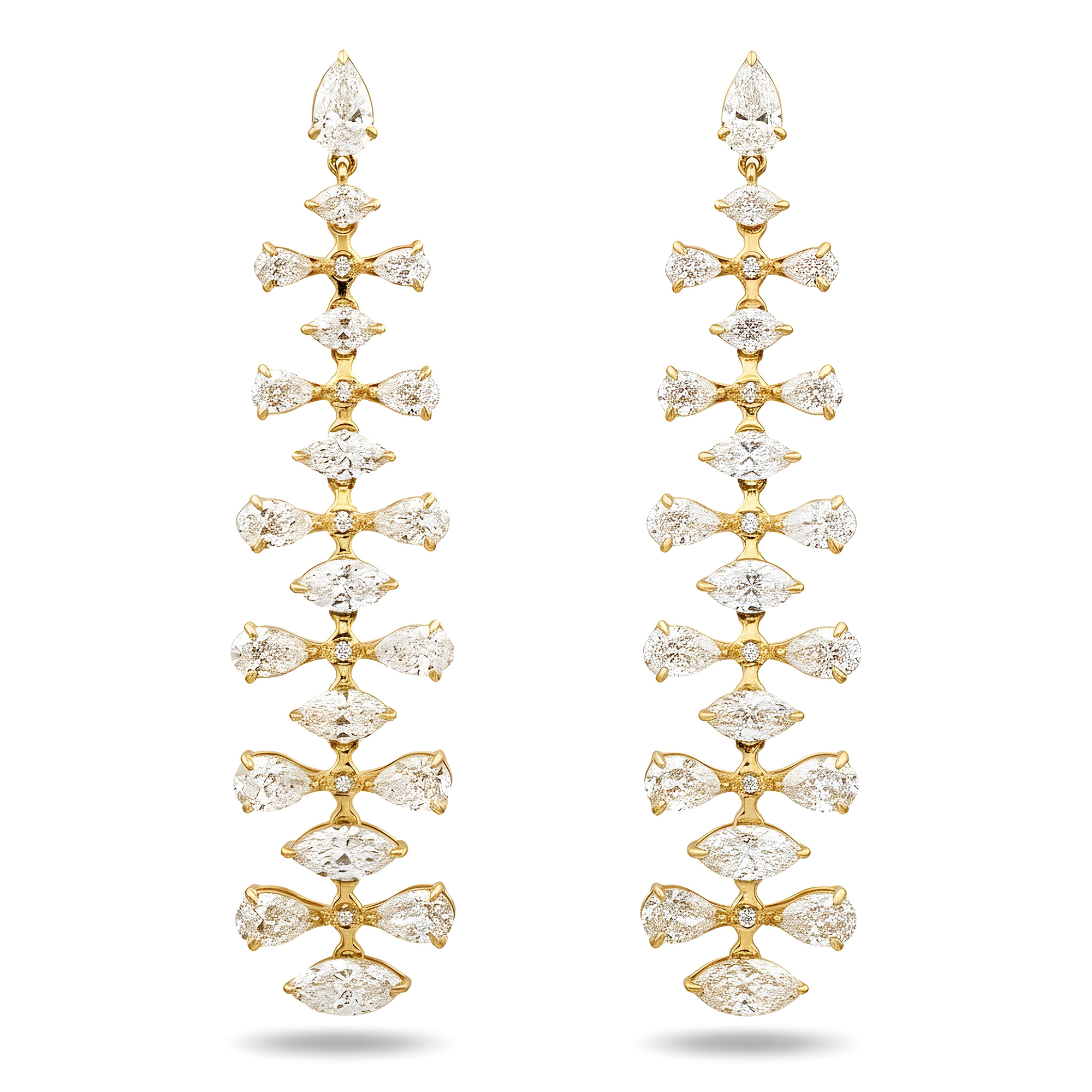 18K White Gold Pear & Marquise Cut Diamond Drop Earrings 9.17ctw