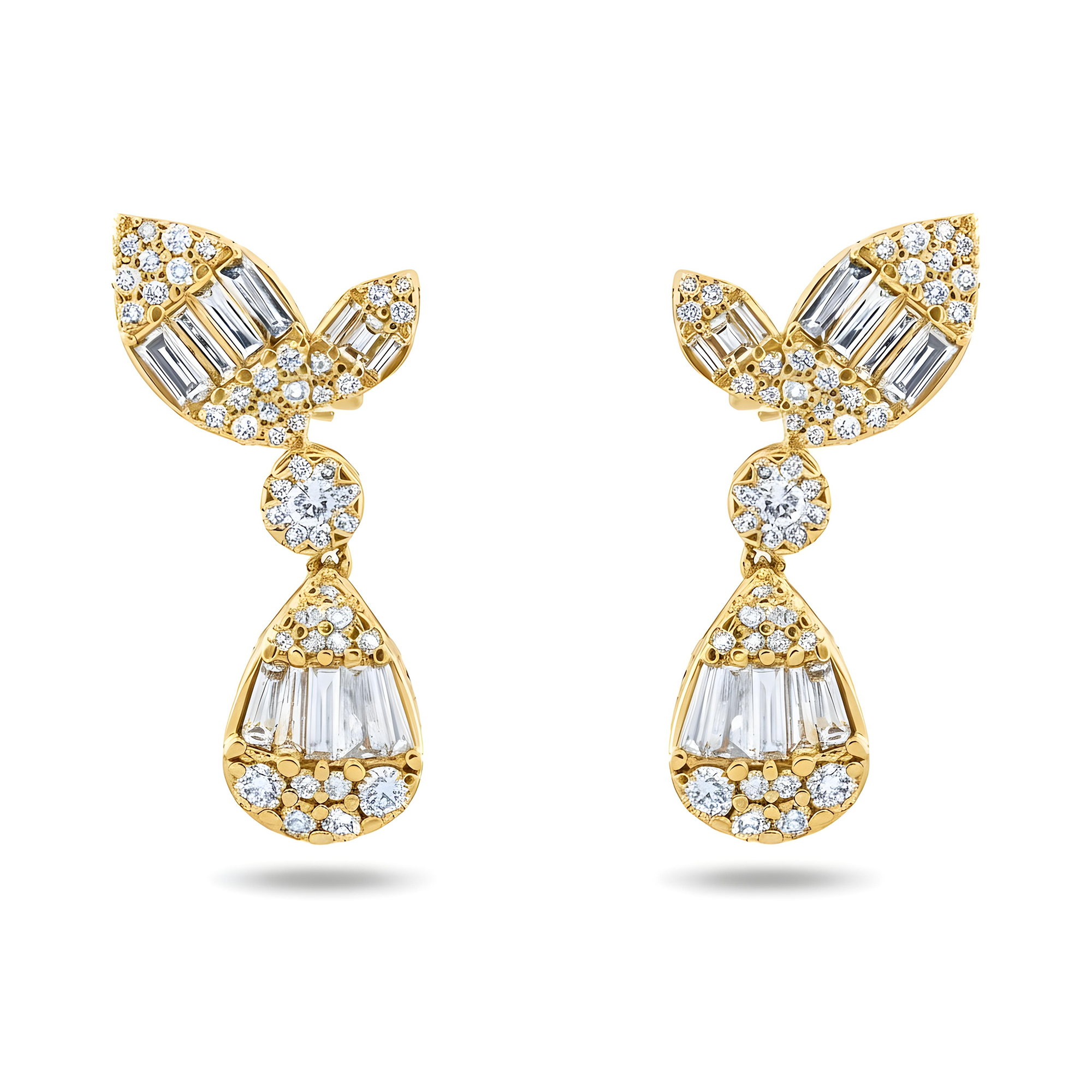 14K White Gold Citrus Diamond Drop Earrings 3.0ctw