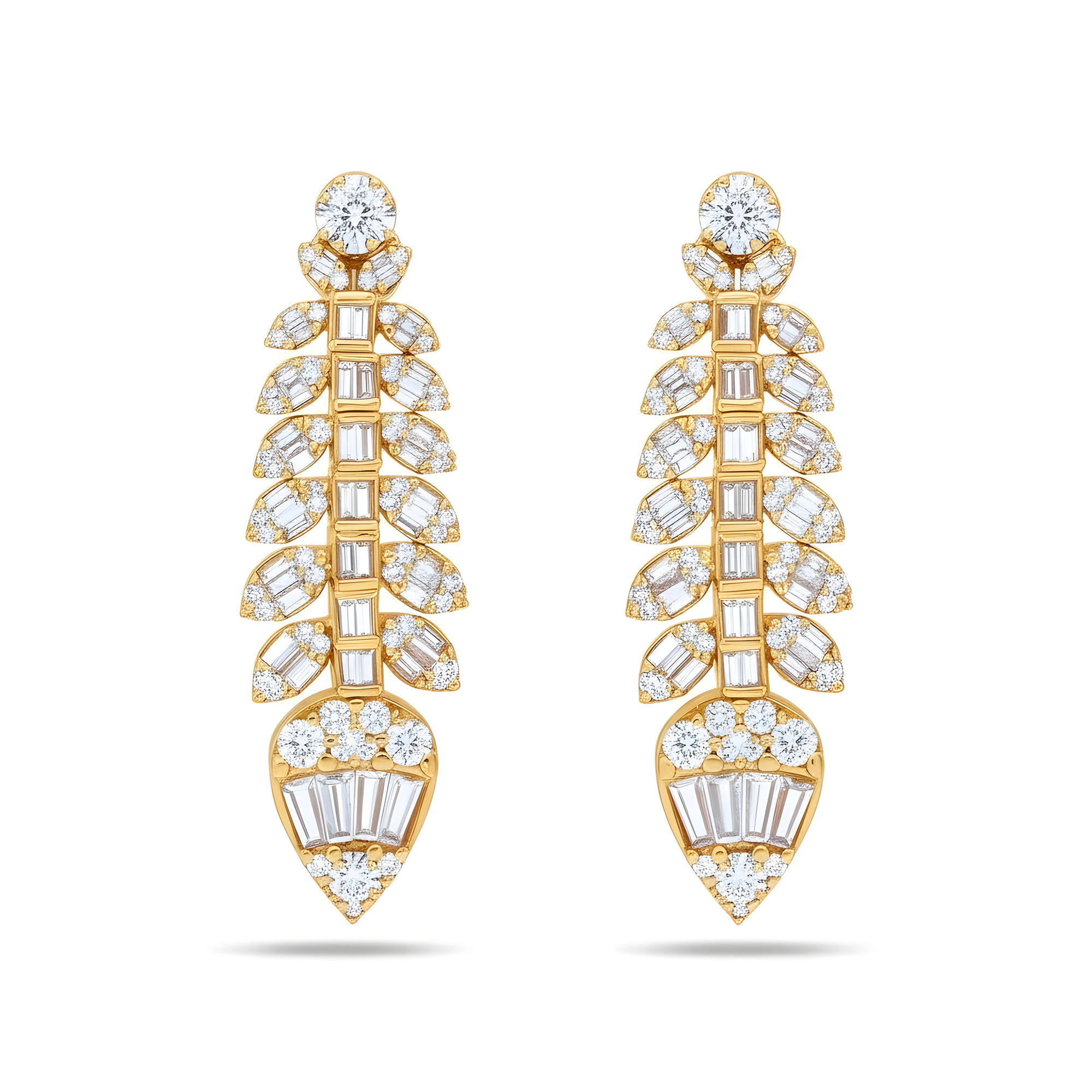 14K White Gold Petal Vine Diamond Drop Earrings 3.50ctw