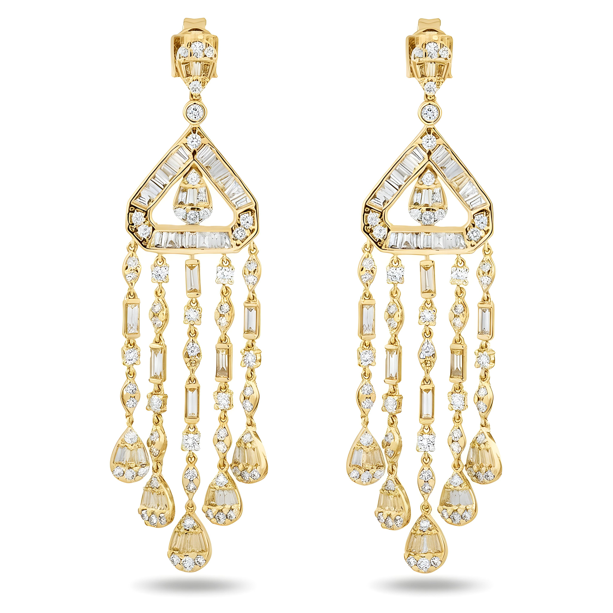 14K White Gold Eye of the Storm Diamond Drop Earrings 4.01ctw