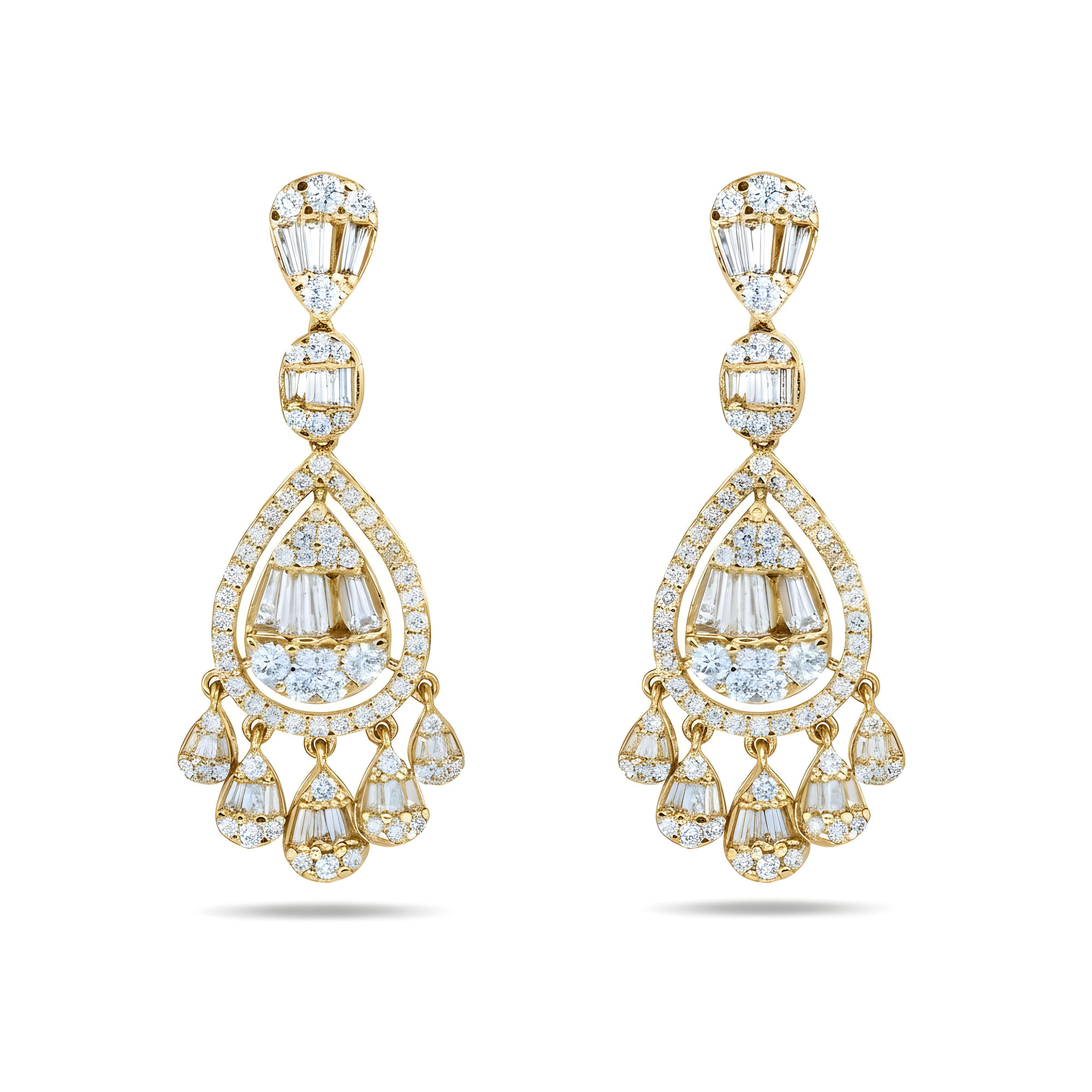 14K White Gold Diamond Teardrop Earrings 4.17ctw