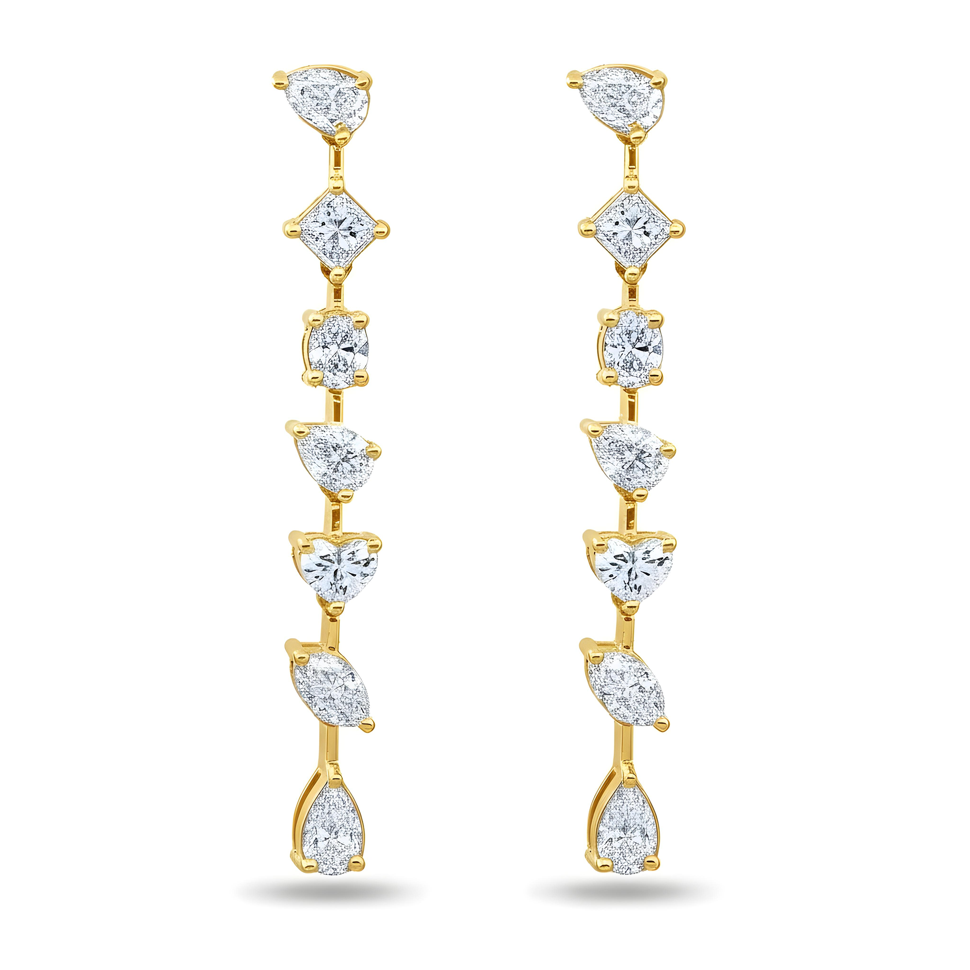 14K White Gold Multi Cut Satellite Diamond Drop Earrings 3.30ctw