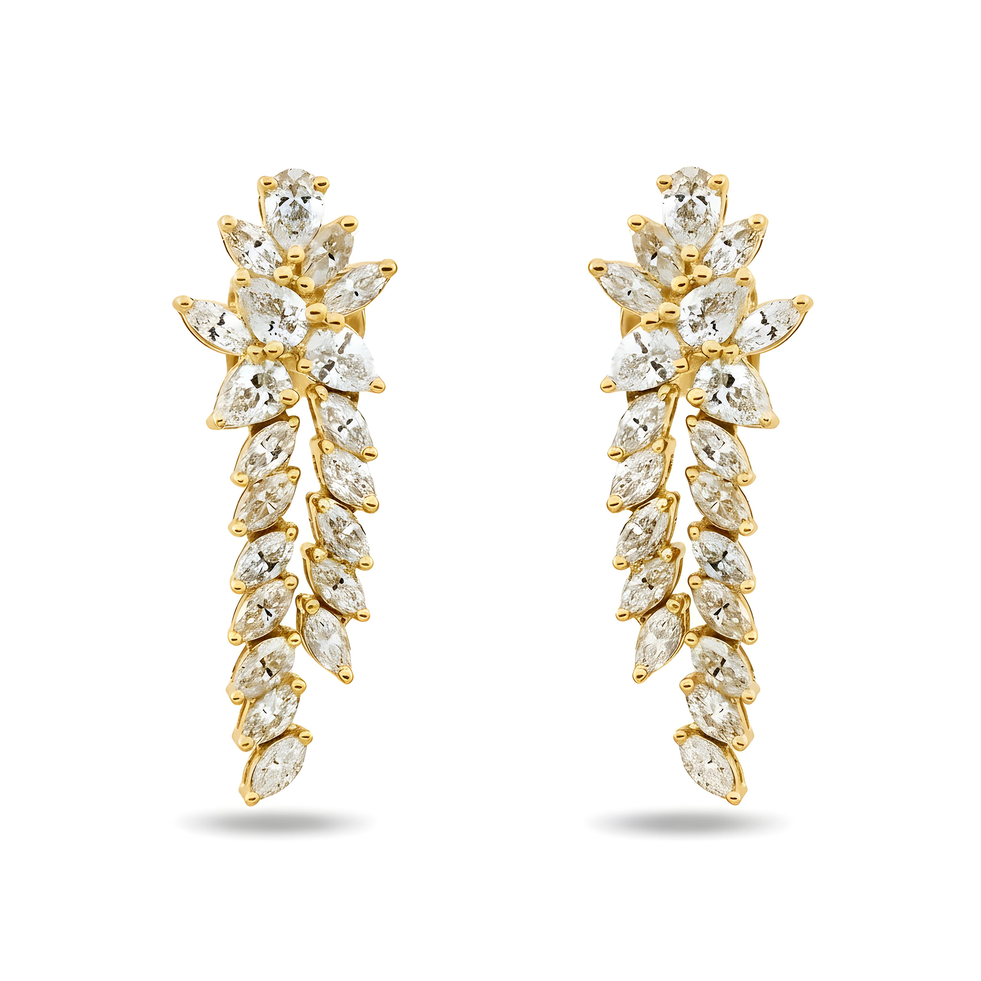 14K White Gold Pear & Marquise Cut Diamond Drop Earrings 2.96ctw