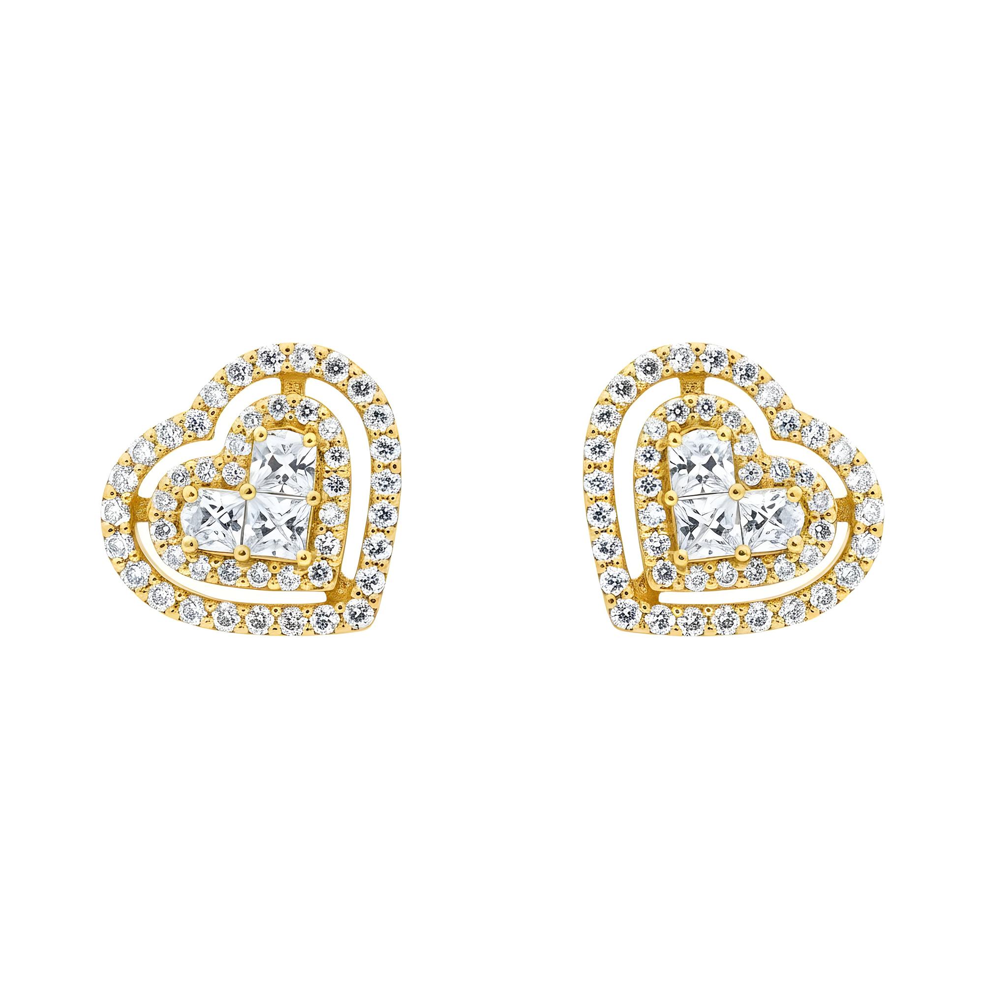 14K White Gold Princess Cut Heart Diamond Earrings 1.04ctw