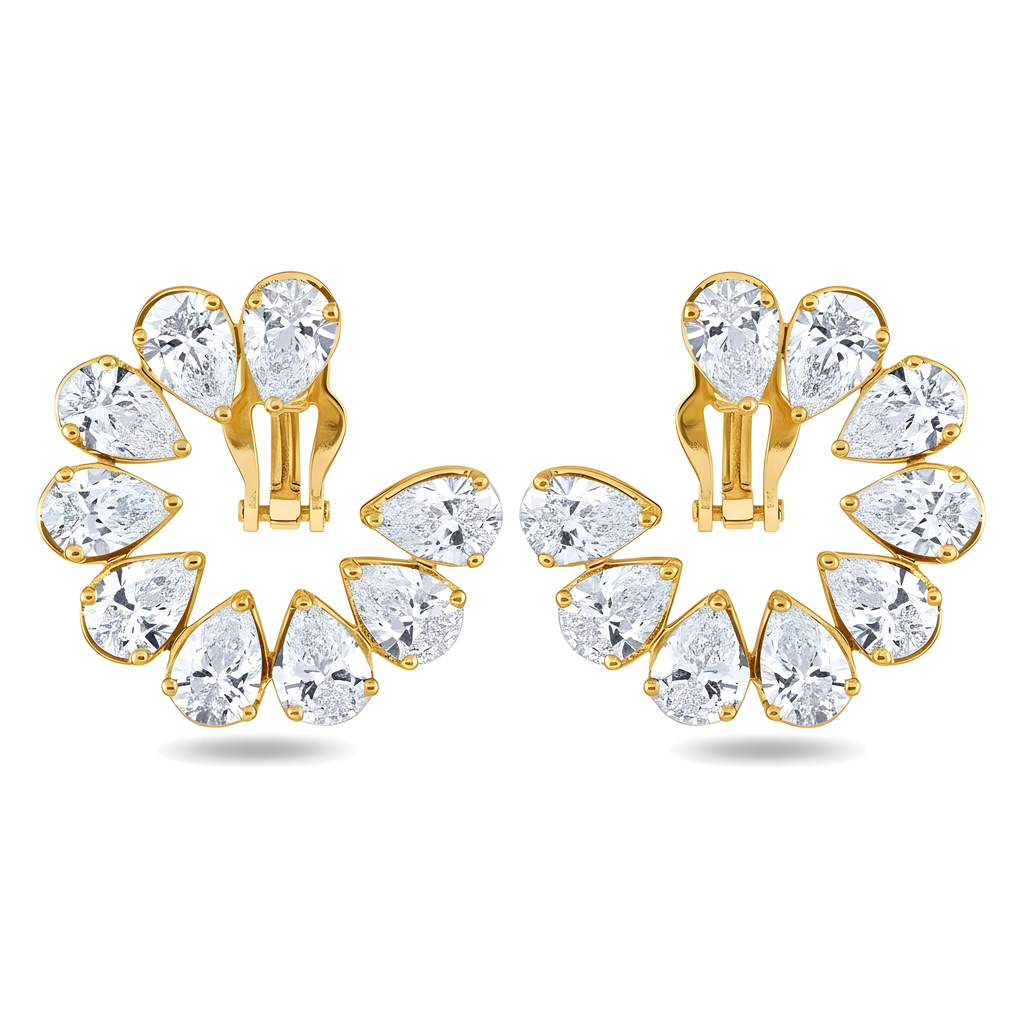 14K White Gold Pear Cut Diamond Open Hoop Earrings 8.23ctw