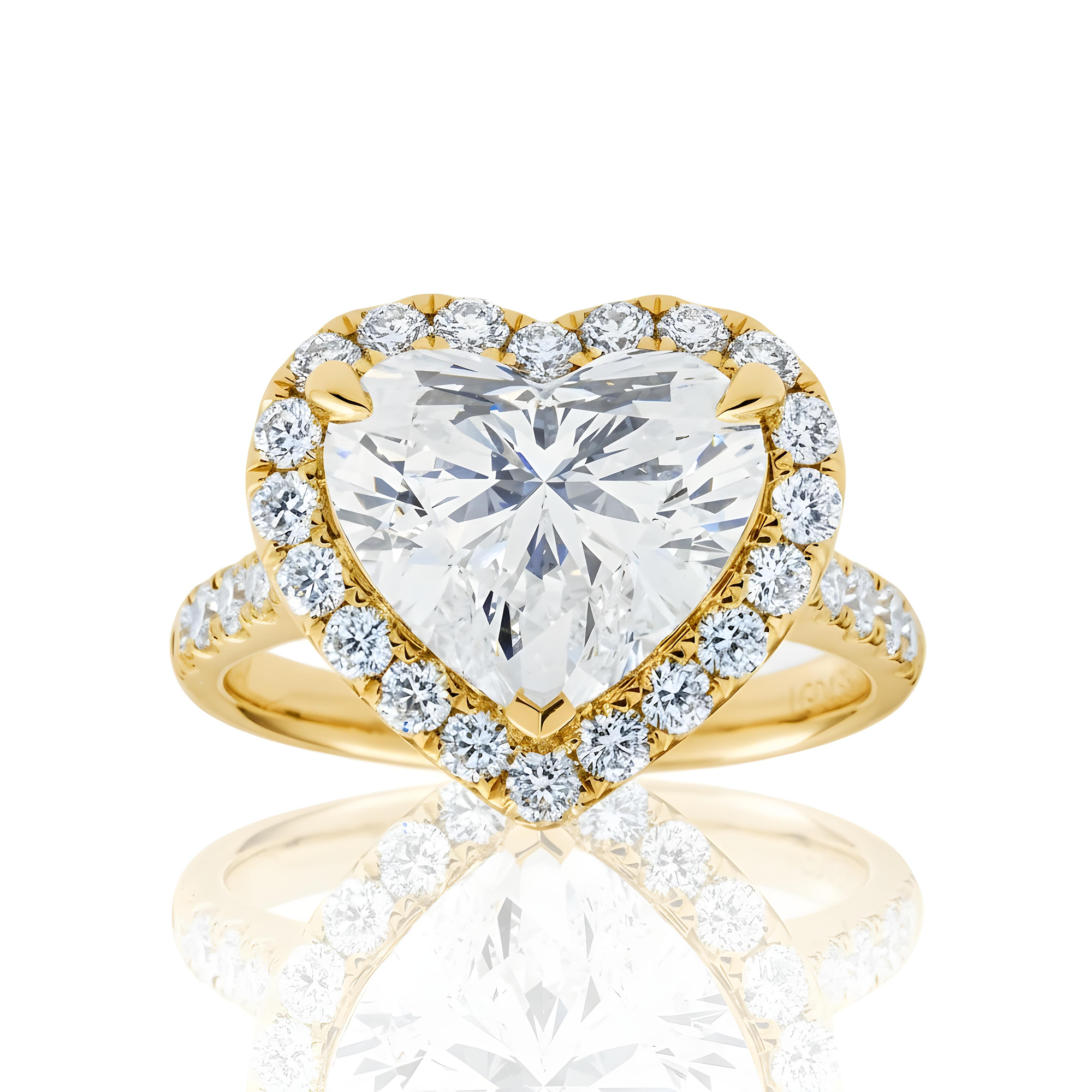 14K White Gold 4.38ct Heart Cut Diamond Engagement Ring 5.31ctw