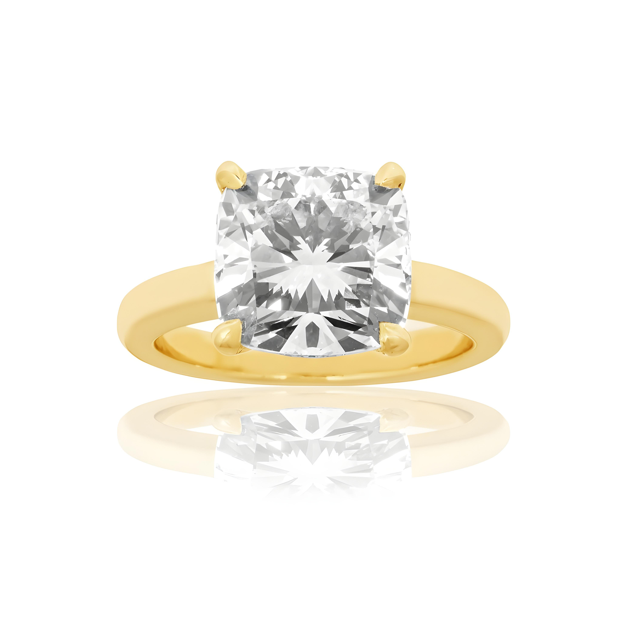 18K White Gold 4.07ct Cushion Cut Solitaire Engagement Ring 4.17ctw