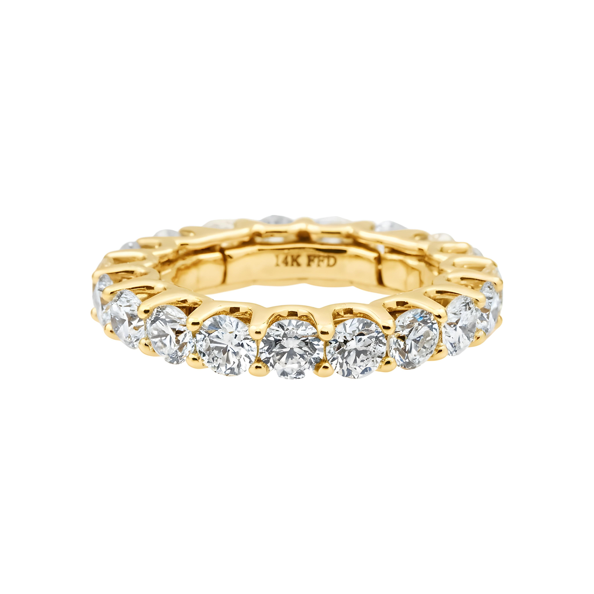14K White Gold Round Diamond Eternity Ring 4.46ct (Size 6.5 w/ Spring Adjuster)