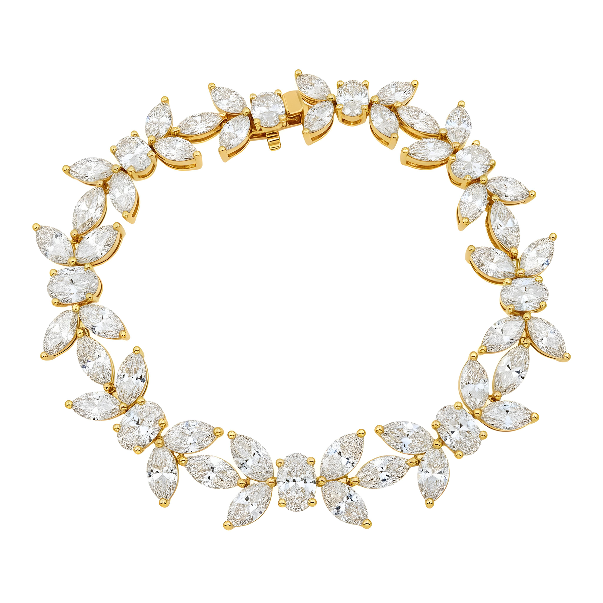 14K White Gold Oval & Marquise Cut Diamond Bracelet 22.92ct