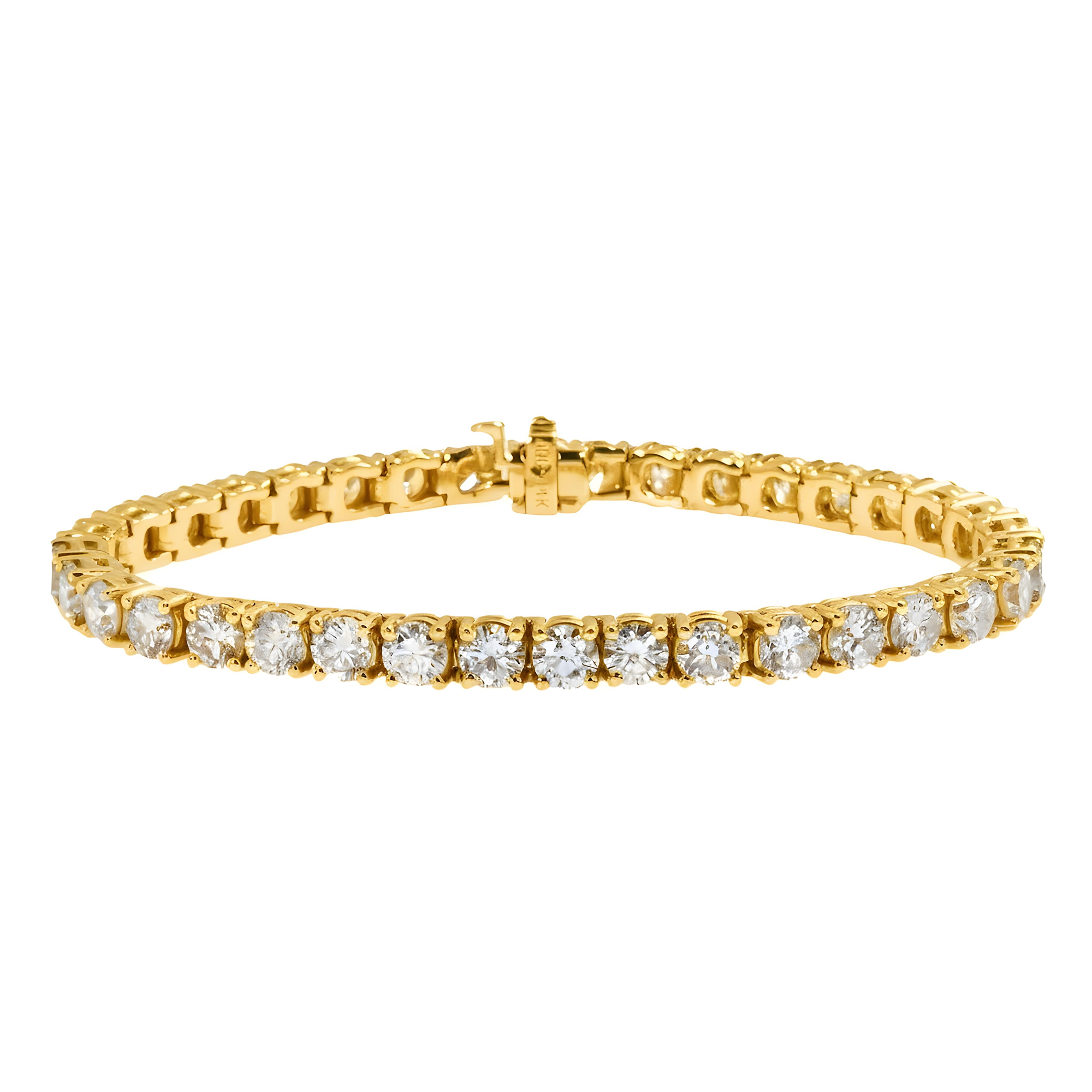 14K White Gold Round Diamond Tennis Bracelet 14.12ct