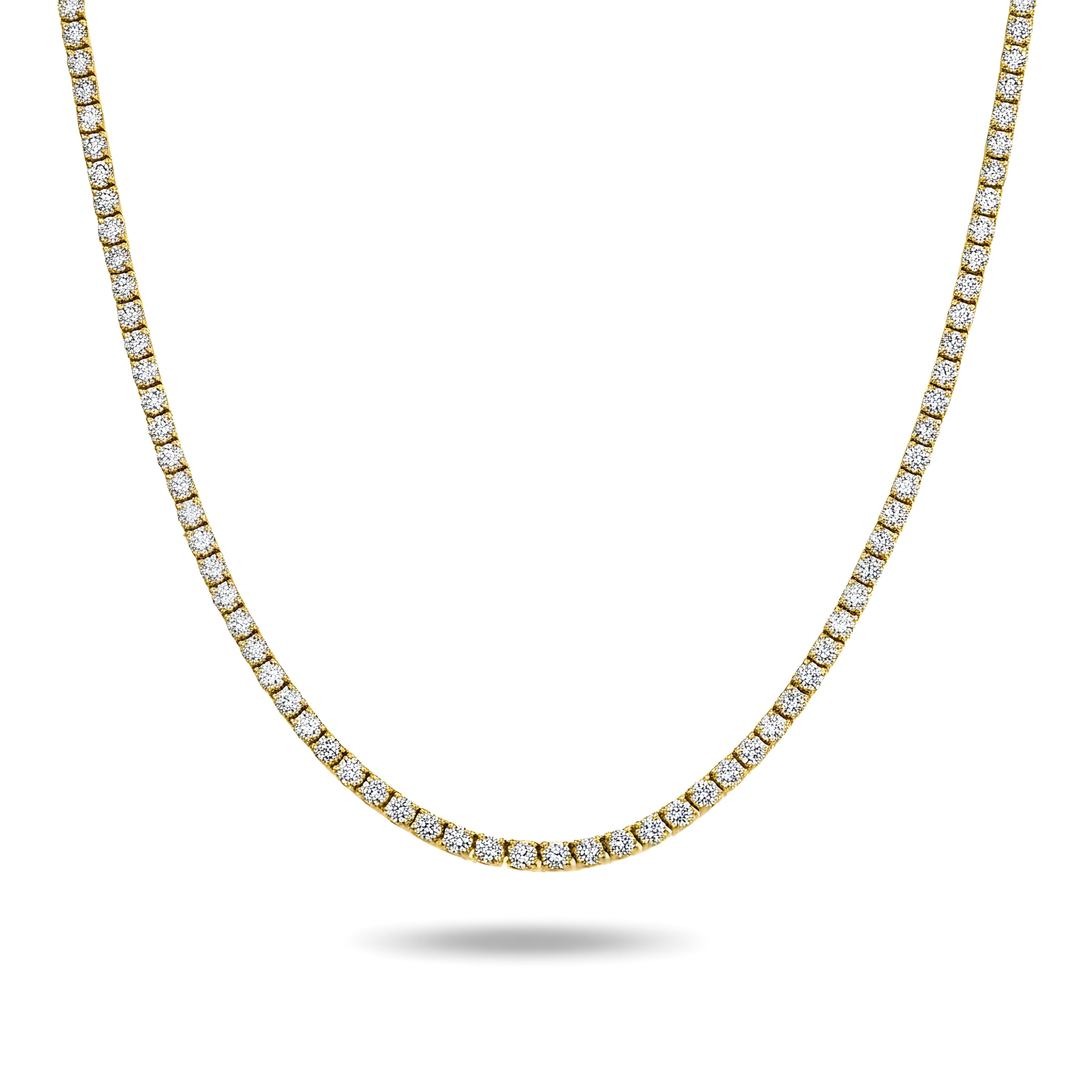 14K White Gold Round Diamond Tennis Chain 26.66ct (16"-24")