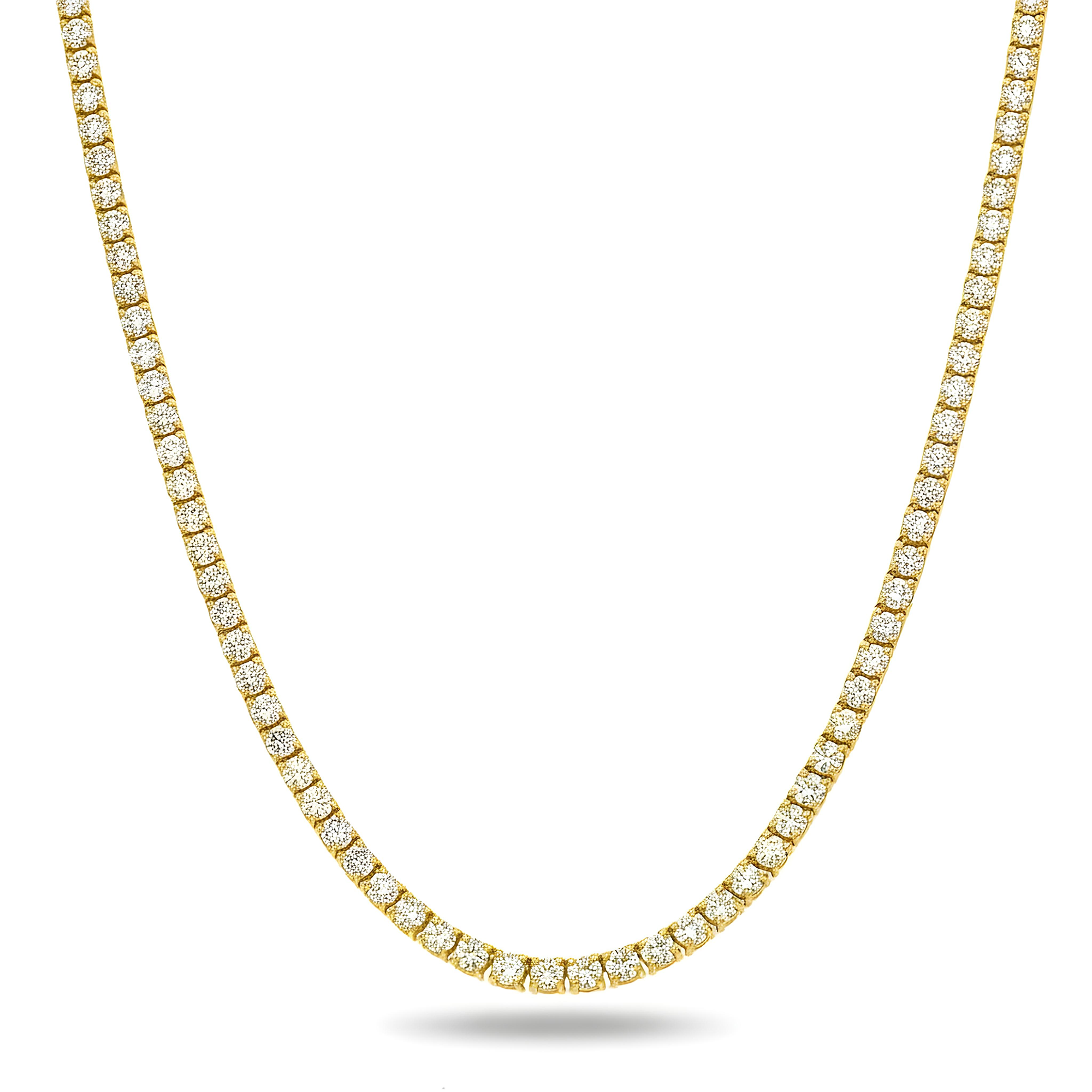 14K Rose Gold Round Diamond Tennis Chain 37.10ct