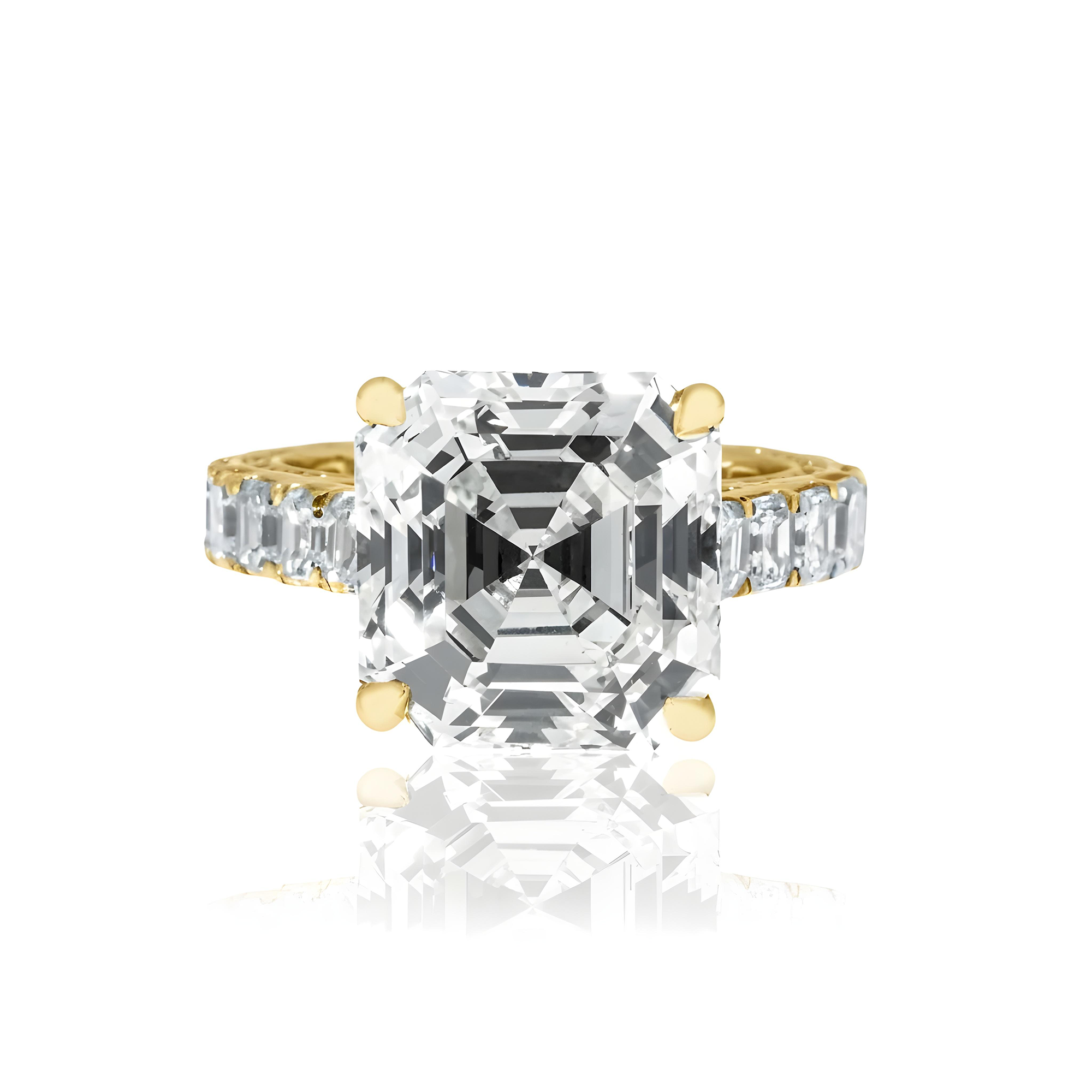 GIA 18K White Gold 8.61ct Asscher Cut Diamond Engagement ring 11.86ctw
