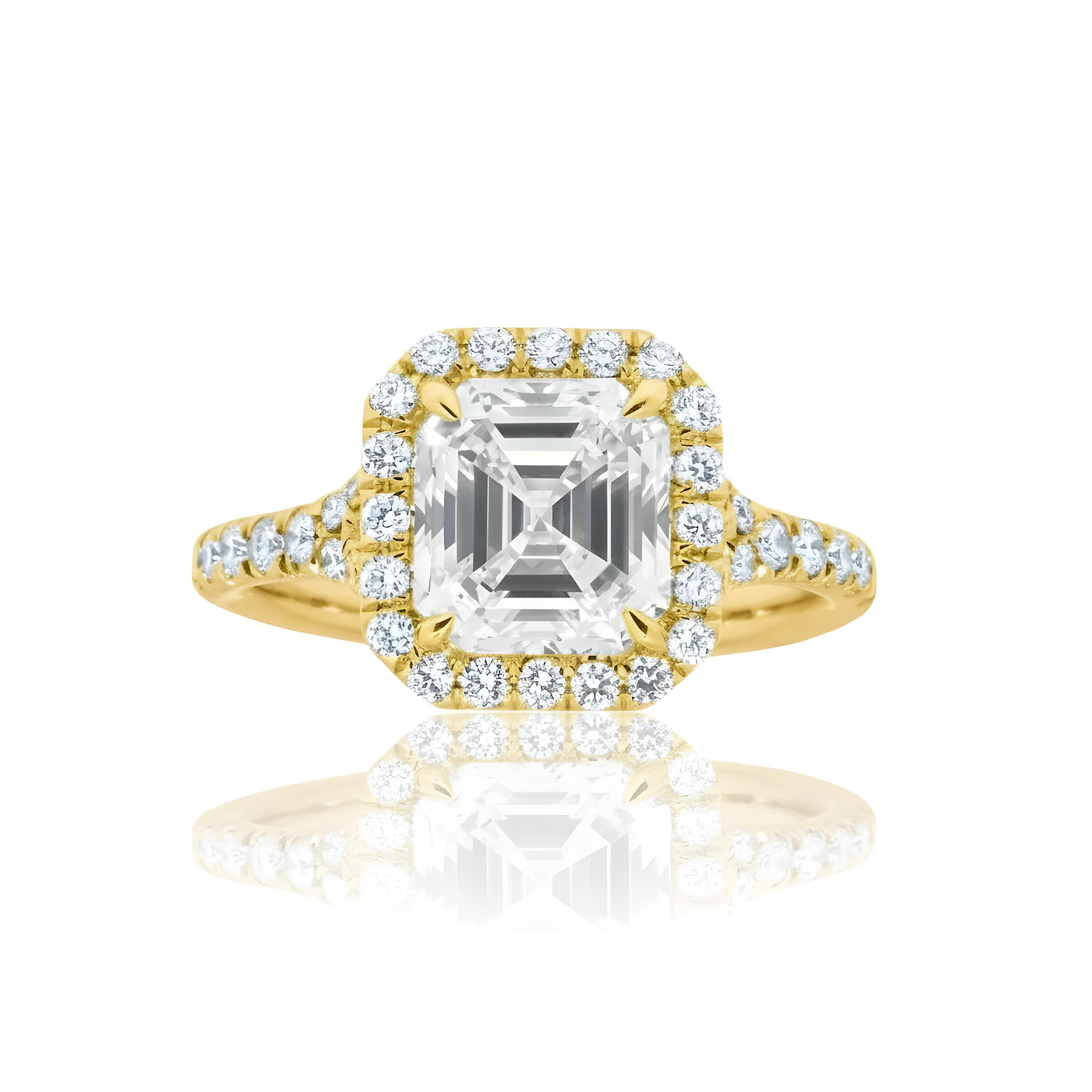 GIA Platinum 2.78ct Asscher Cut Diamond Engagement Ring 3.73ctw