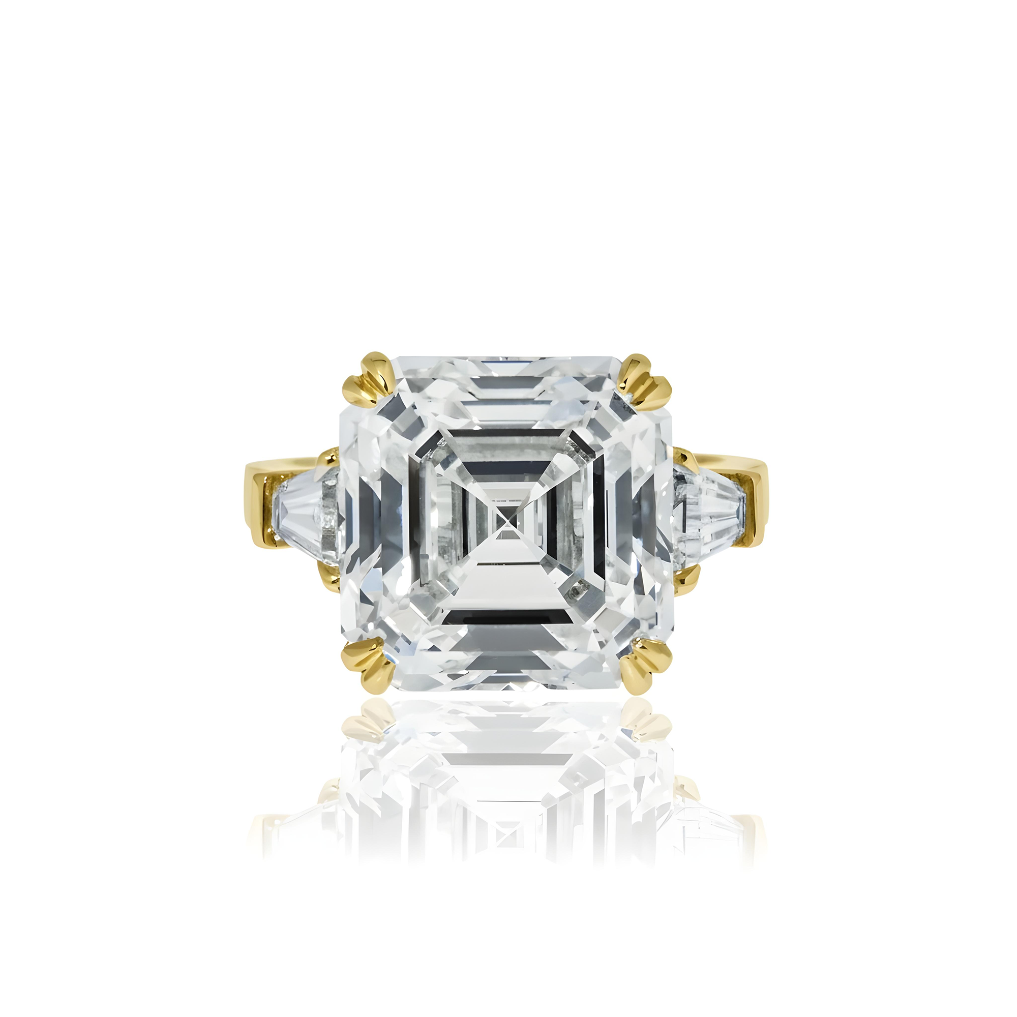 GIA Platinum 11.91ct Asscher Cut Diamond Engagement Ring 12.69ctw