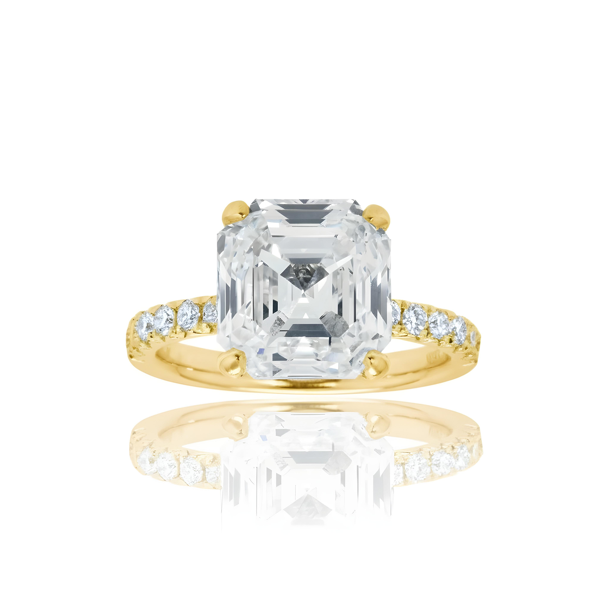 GIA Platinum 6.28ct Asscher Cut Diamond Engagement Ring 7.09ctw
