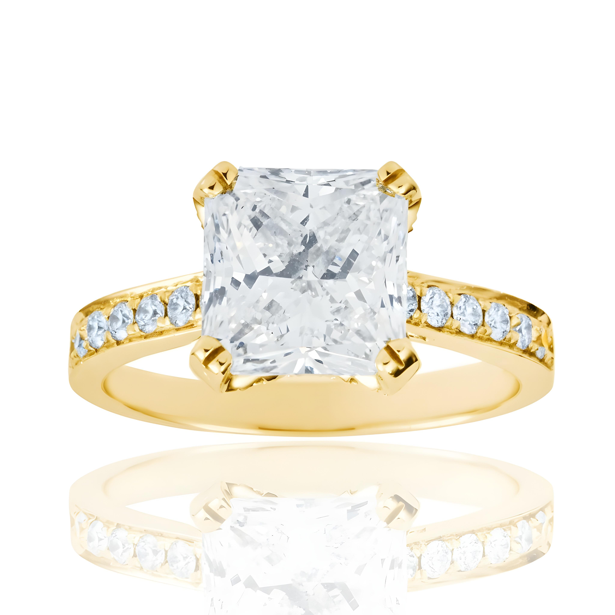 GIA 18K White Gold 3.0ct Cushion Diamond Engagement Ring 3.50ctw