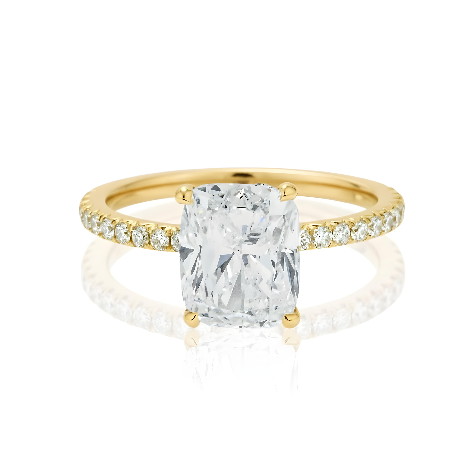 GIA 18K White Gold 3.01ct Cushion Cut Diamond Engagement Ring 3.55ctw