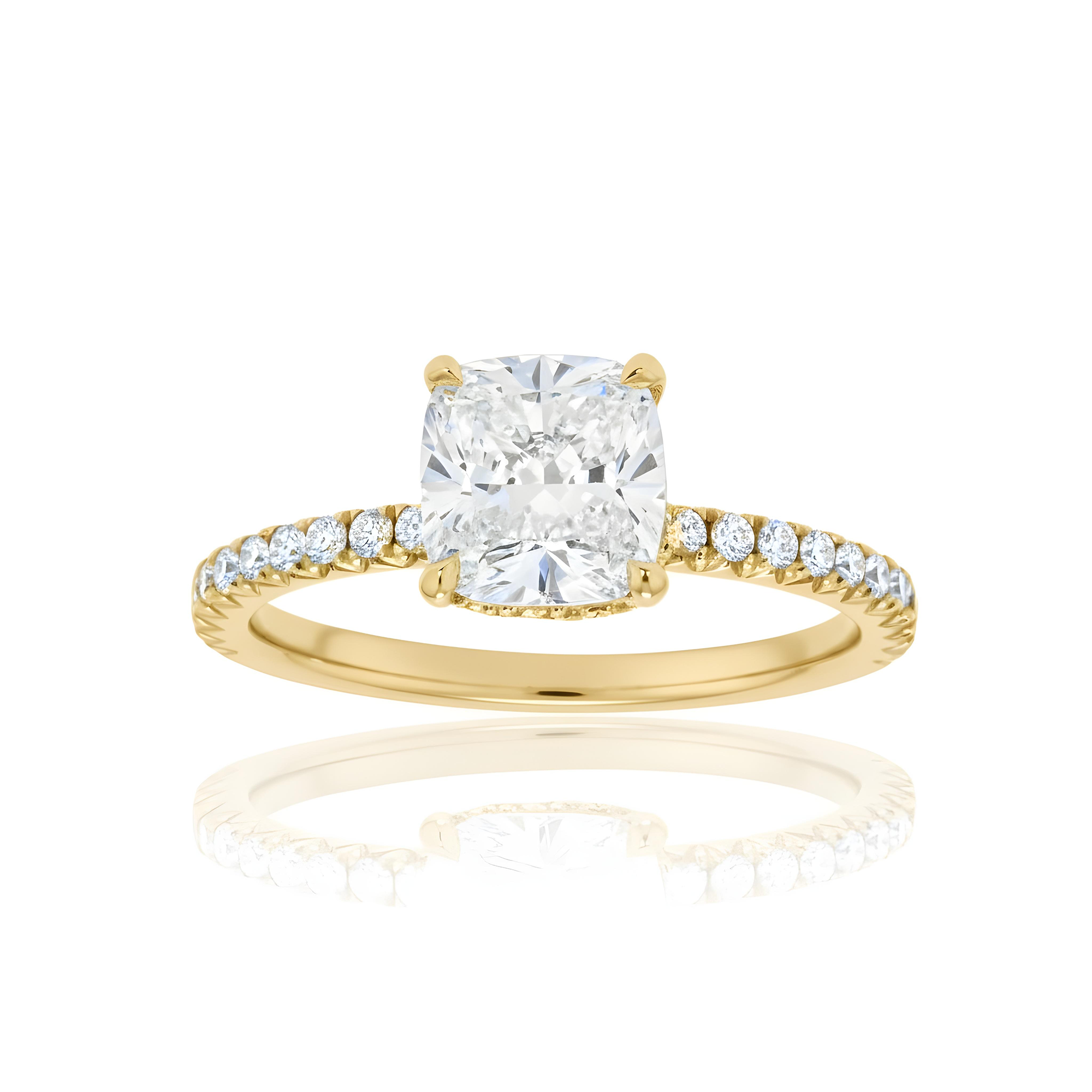 GIA 18K Rose Gold 2.0ct Cushion Cut Diamond Engagement Ring 2.50ctw