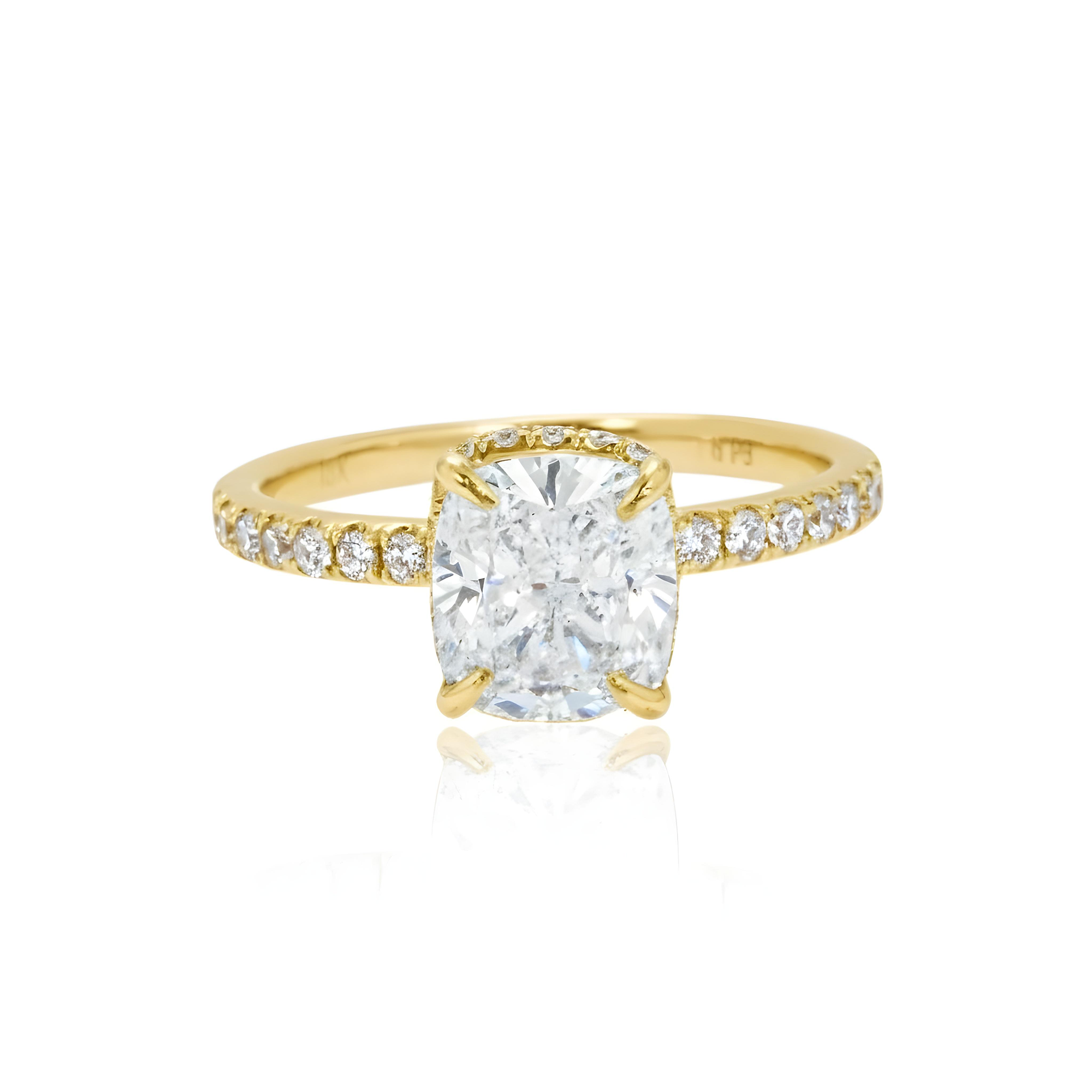 GIA 18K White Gold 2.01ct Cushion Cut Diamond Engagement Ring 2.43ctw