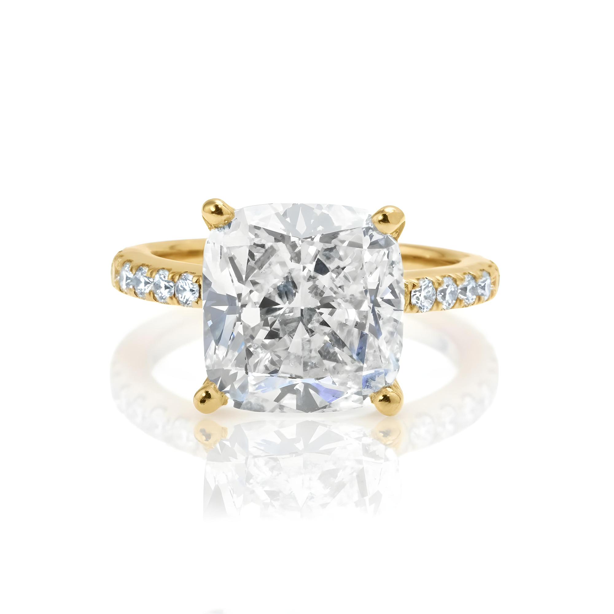 GIA Platinum 6.85ct Cushion Cut Diamond Engagement Ring 7.43ctw