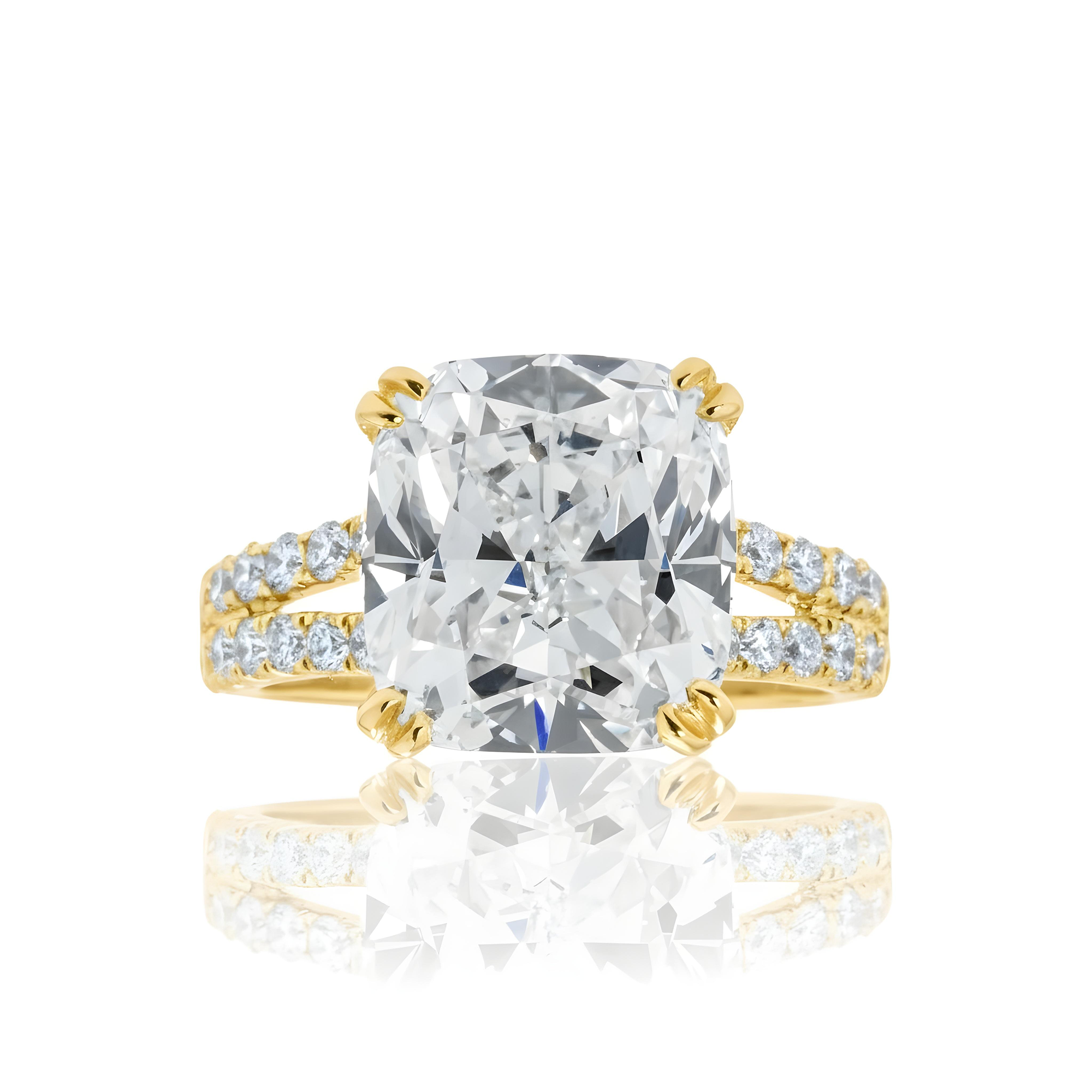 GIA 18K White Gold 7.10ct Cushion Cut Diamond Engagement Ring 7.72ctw