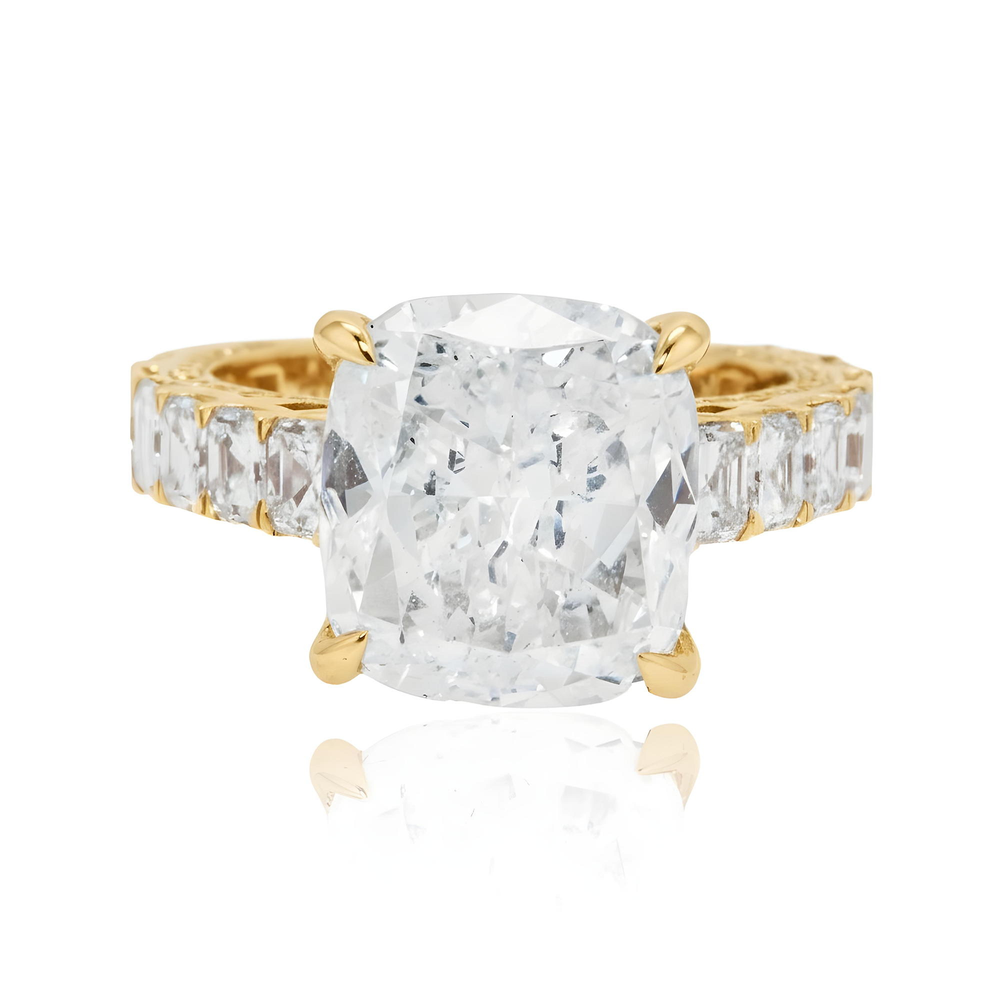 GIA 18K White Gold 7.54ct Cushion Cut Diamond Engagement Ring 11.04ctw