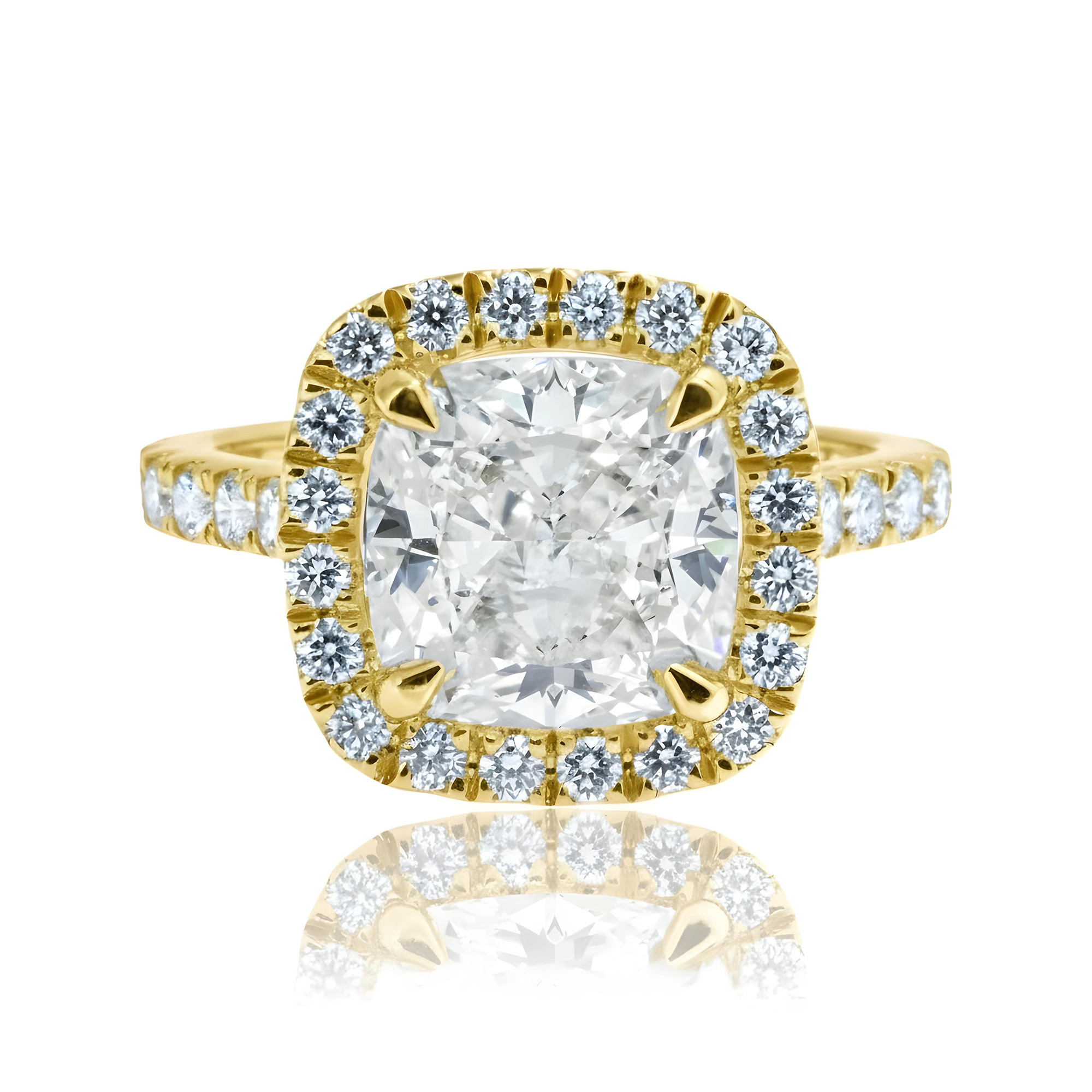 GIA 18K White Gold 5.12ct Cushion Cut Diamond Engagement Ring 6.39ctw