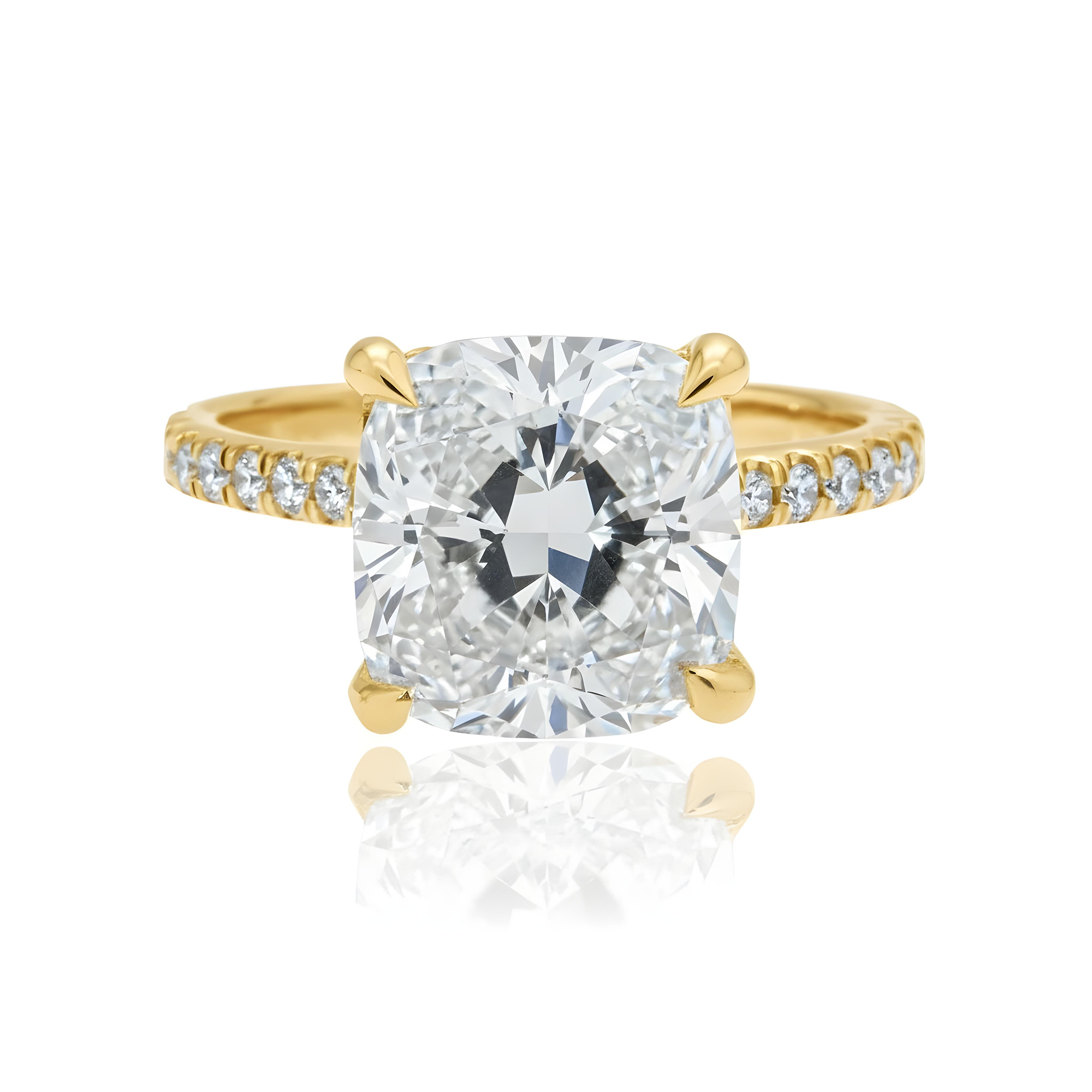 GIA 18K White Gold 5.01ct Cushion Cut Diamond Engagement Ring 5.41ctw