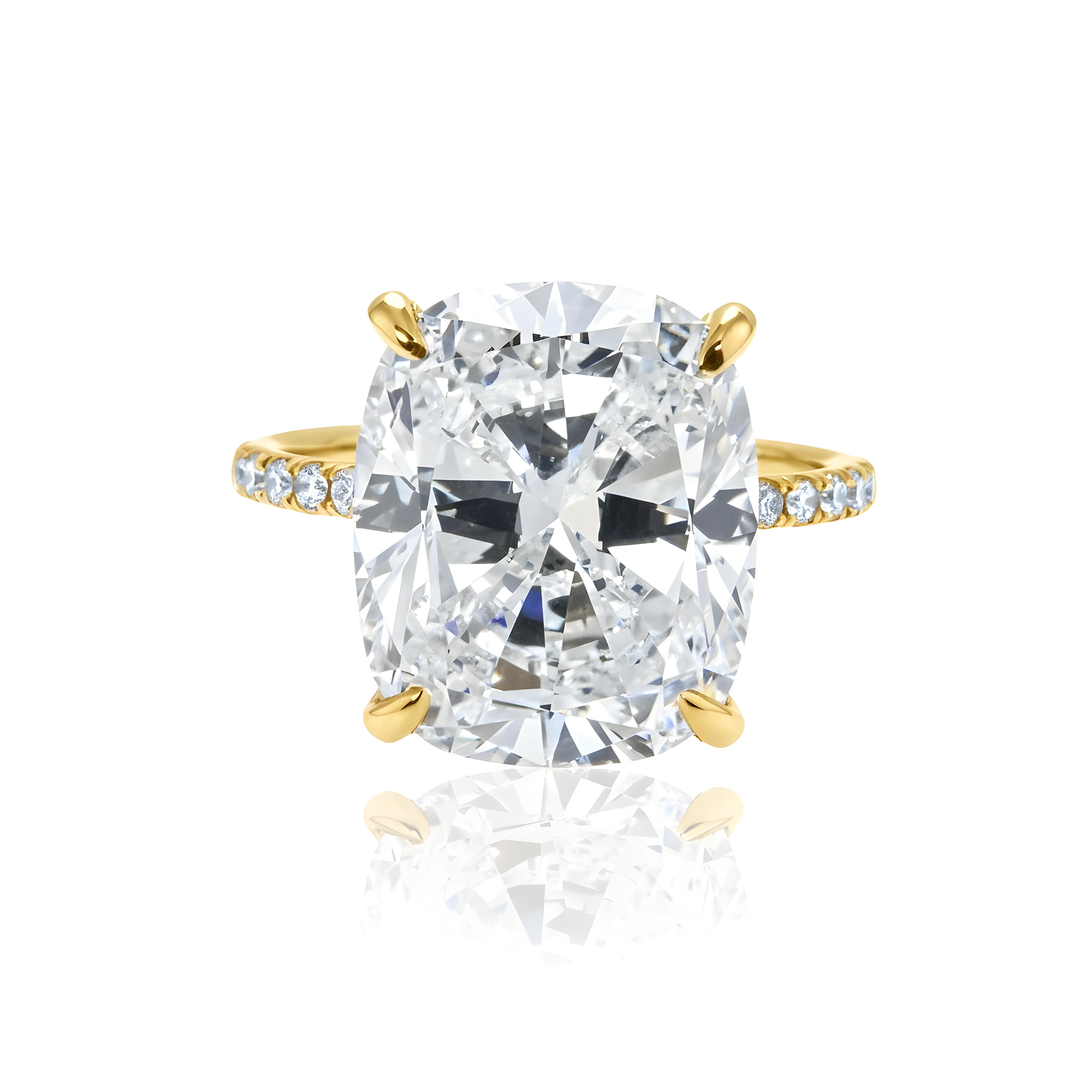 GIA 18K White Gold 10.01ct Cushion Cut Diamond Engagement Ring 10.61ct