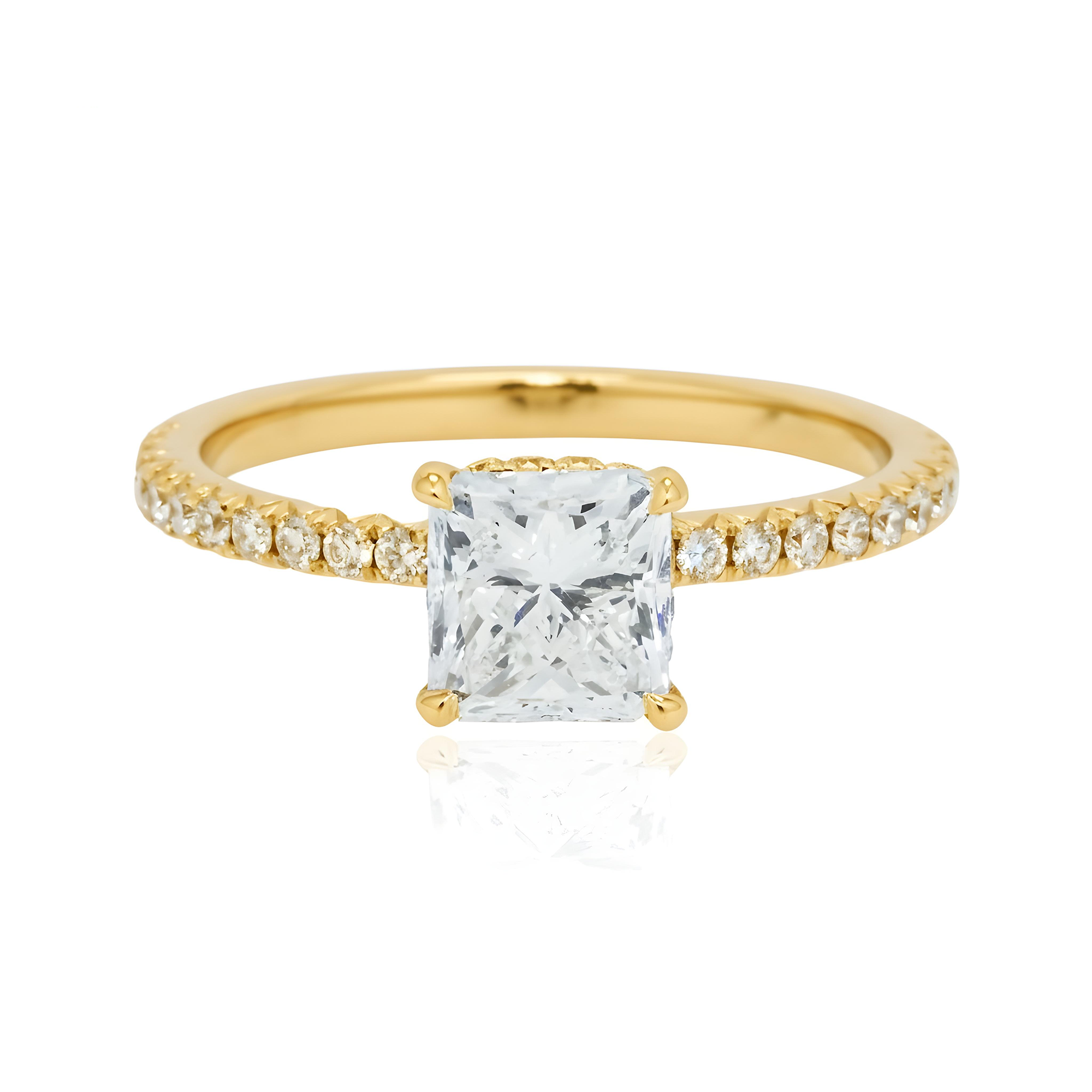 GIA 18K White Gold 1.51ct Square Radiant Cut Diamond Engagement Ring 1.97