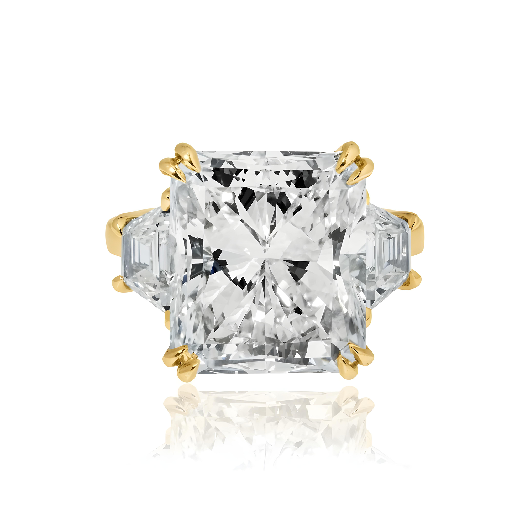 GIA Platinum 13.08ct Radiant Cut Diamond Engagement Ring 14.46ctw