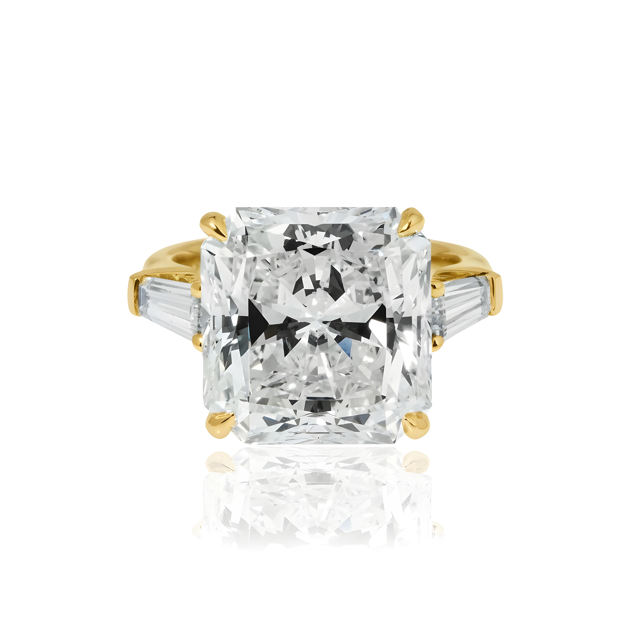 GIA Platinum 11ct Radiant Cut Triple Diamond Engagement Ring 12.08ctw