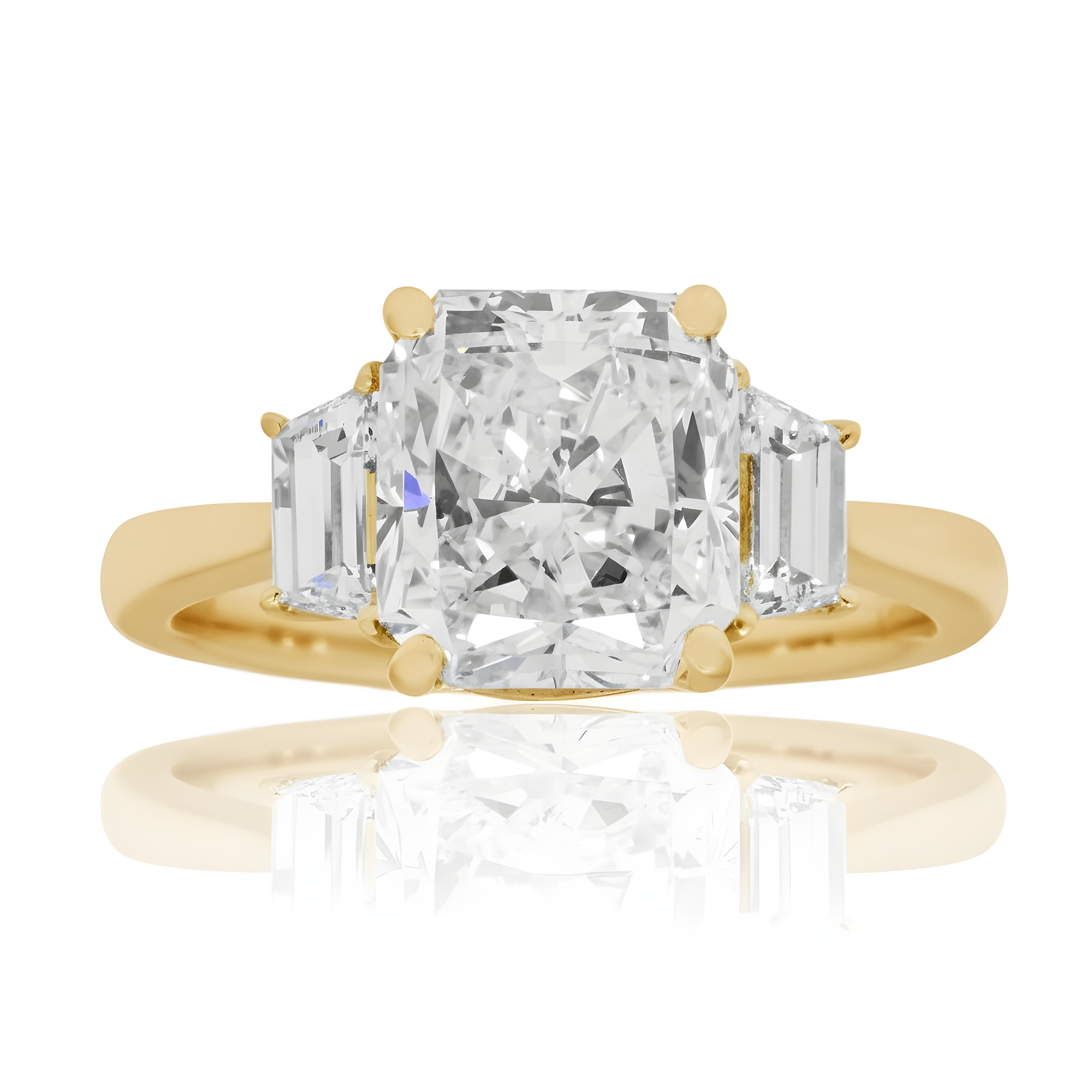 GIA Platinum 3.21ct Cushion Cut Diamond Engagement Ring 3.83ctw
