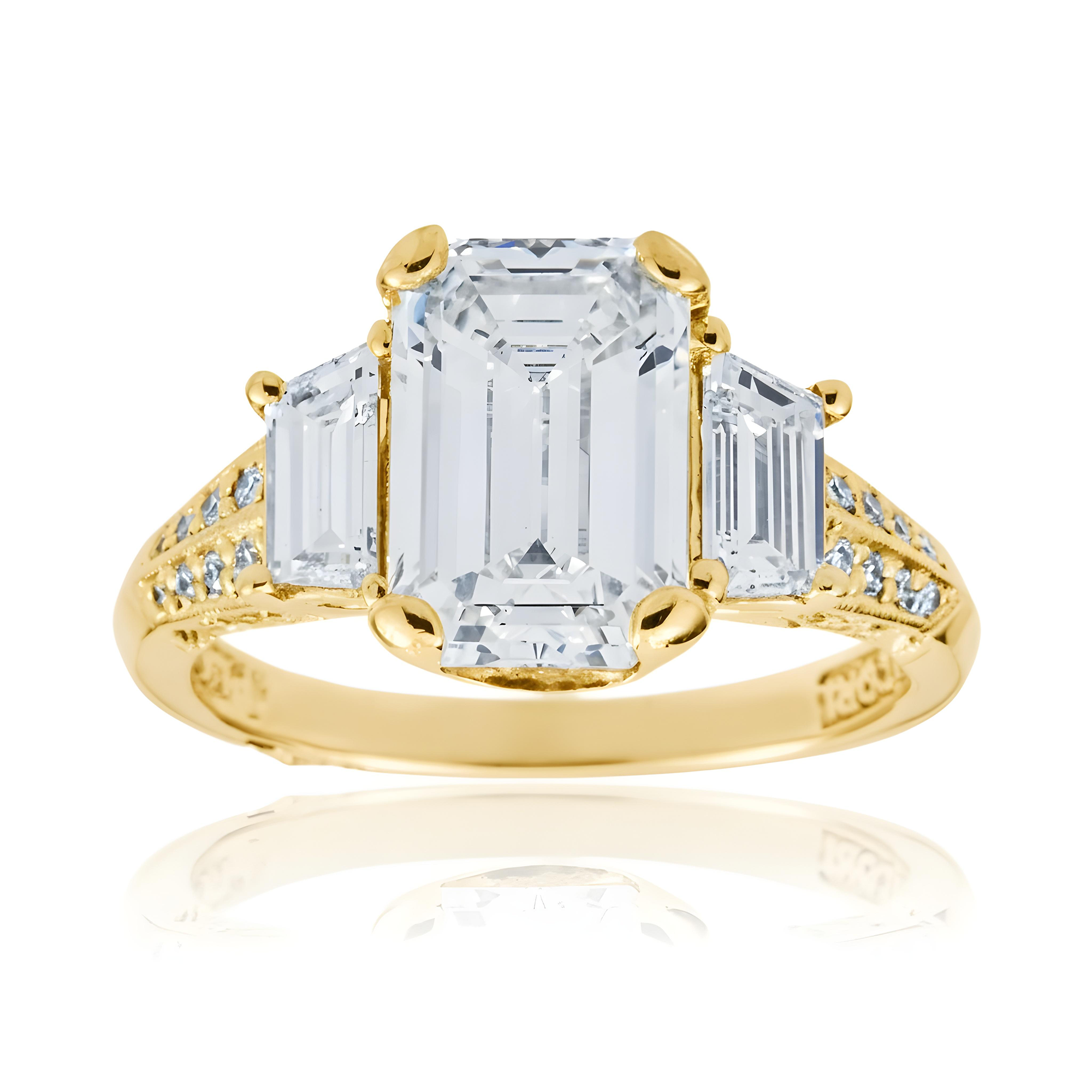GIA Platinum 3.07ct Emerald Diamond Engagement Ring 4.27ctw