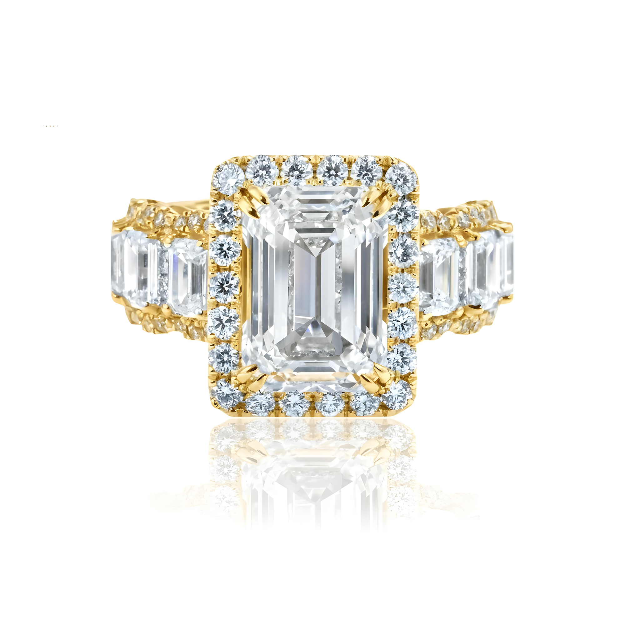GIA 18K White Gold 5.0ct Emerald Cut Diamond Engagement Ring 8.03ctw