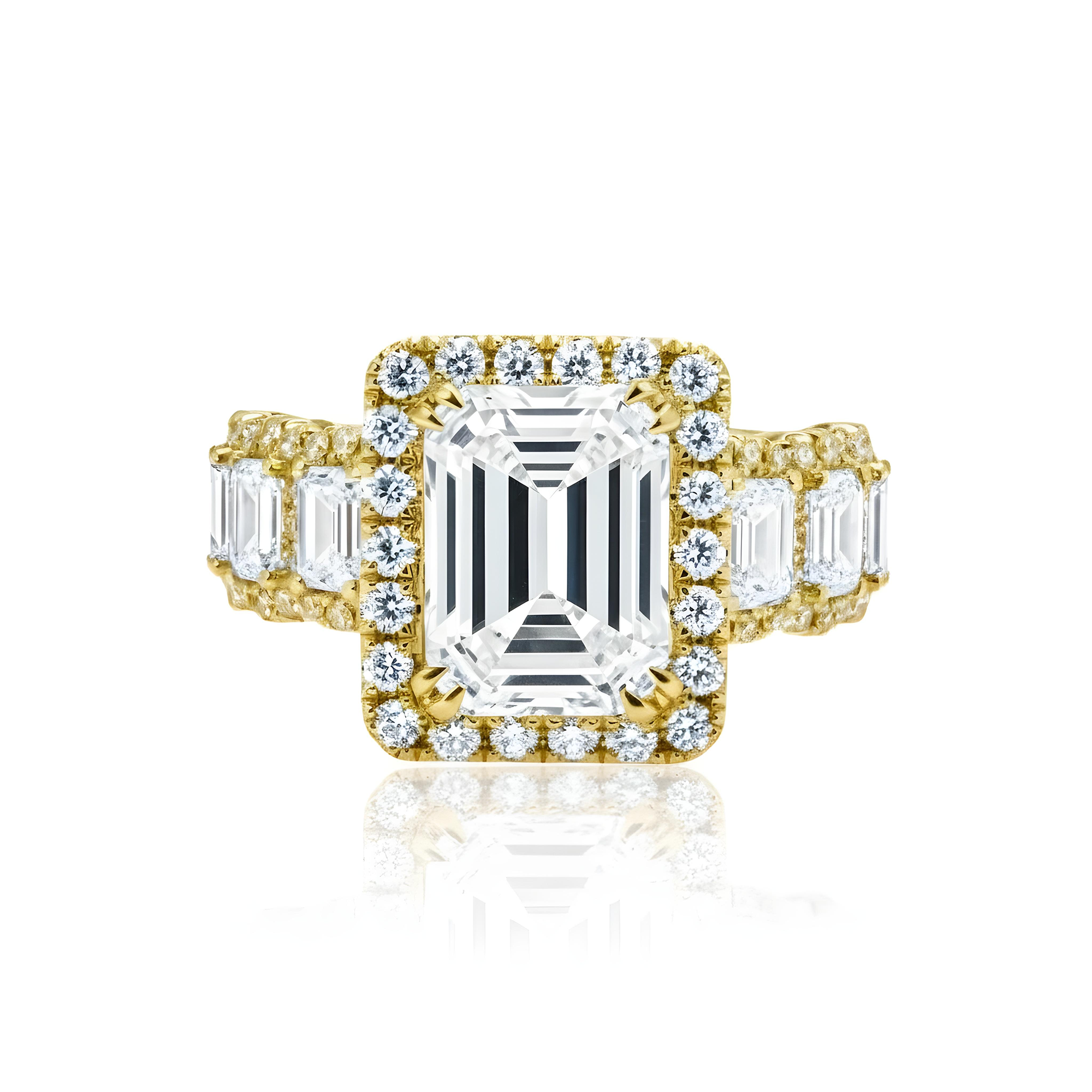 GIA 18K White Gold Emerald Cut Diamond Engagement Ring 6.76ctw