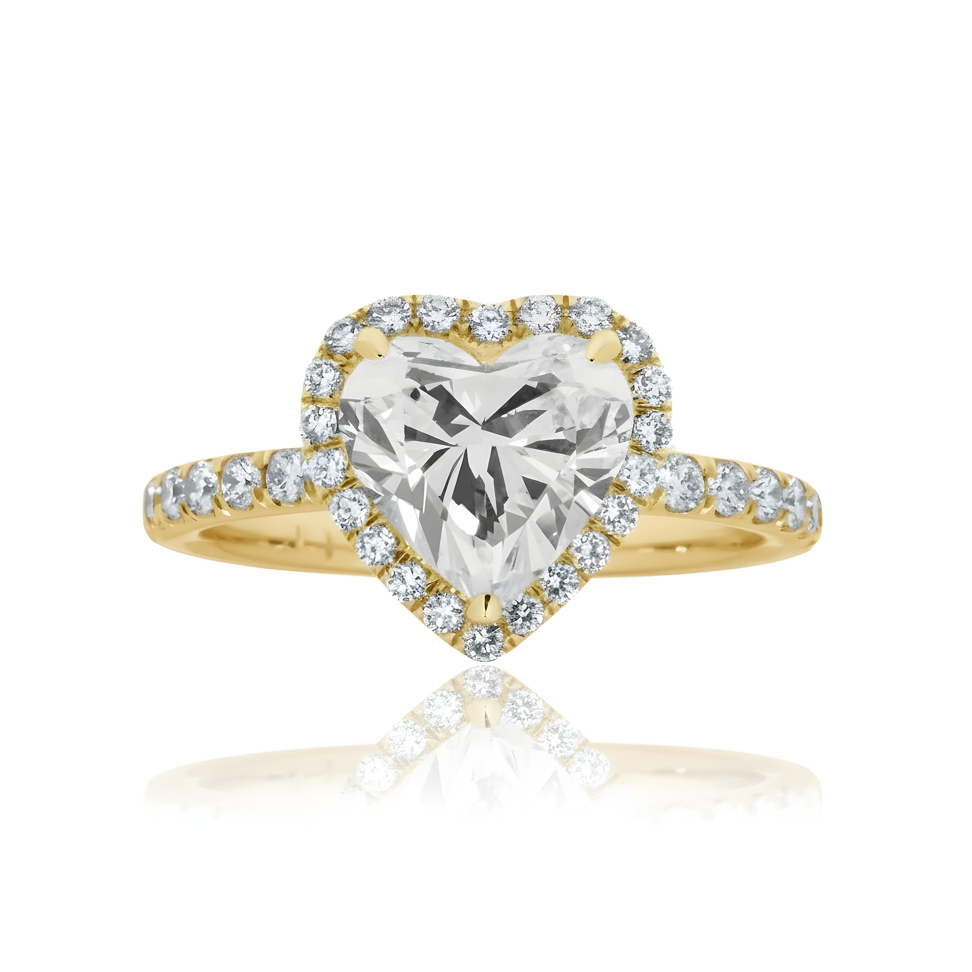 GIA Platinum 2.01ct Heart Cut Diamond Engagement Ring 2.71ctw