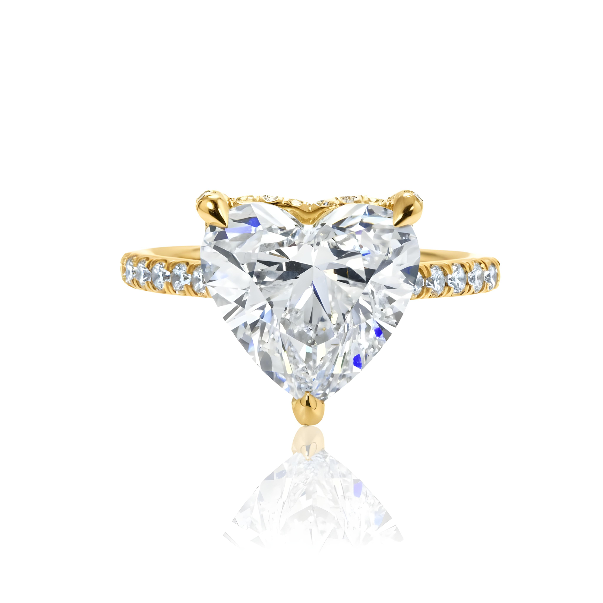 GIA Platinum 5.02ct Heart Cut Diamond Engagement Ring 5.96ctw