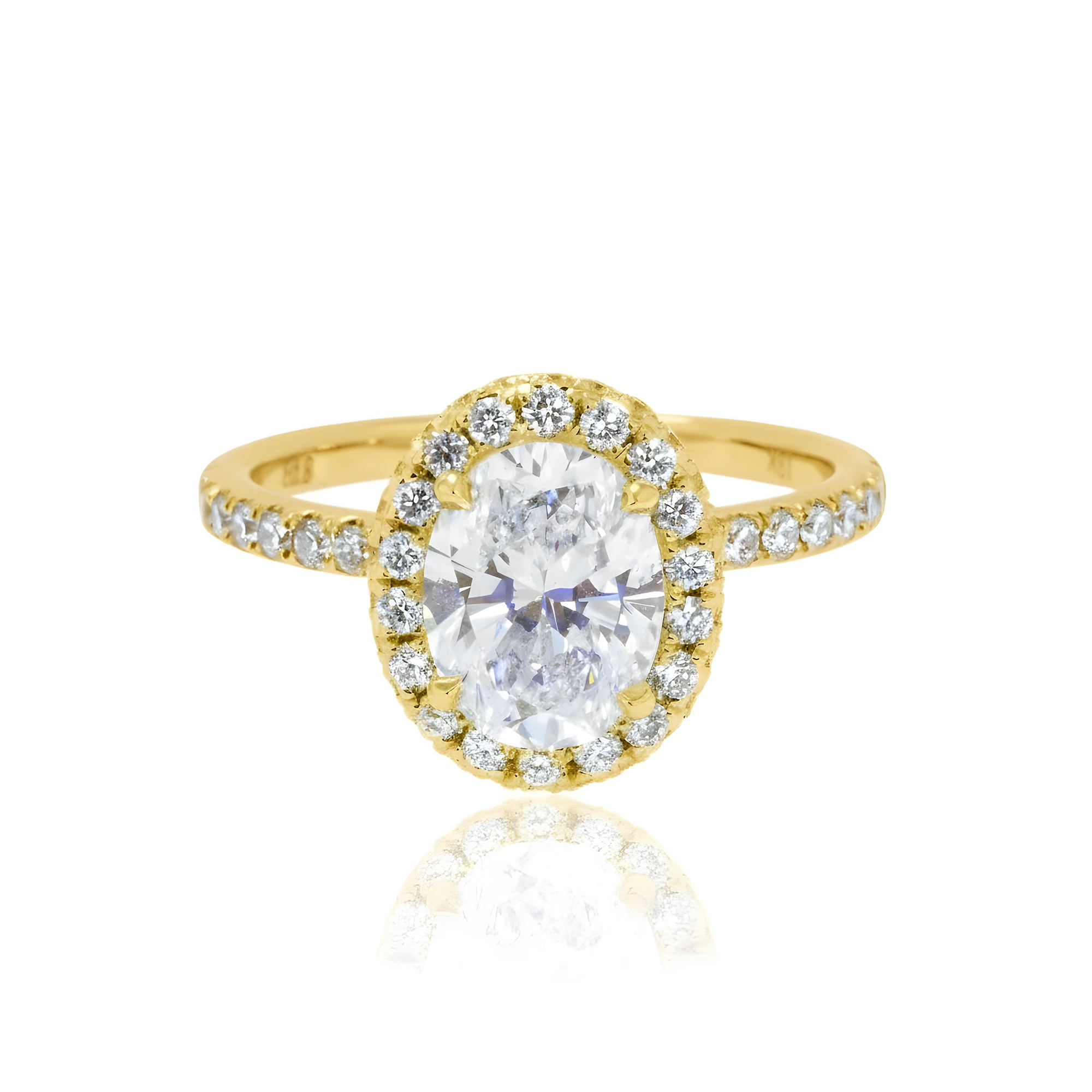 GIA 18K White Gold 1.50ct Oval Cut Diamond Engagement Ring W/ Halo 2.22ctw