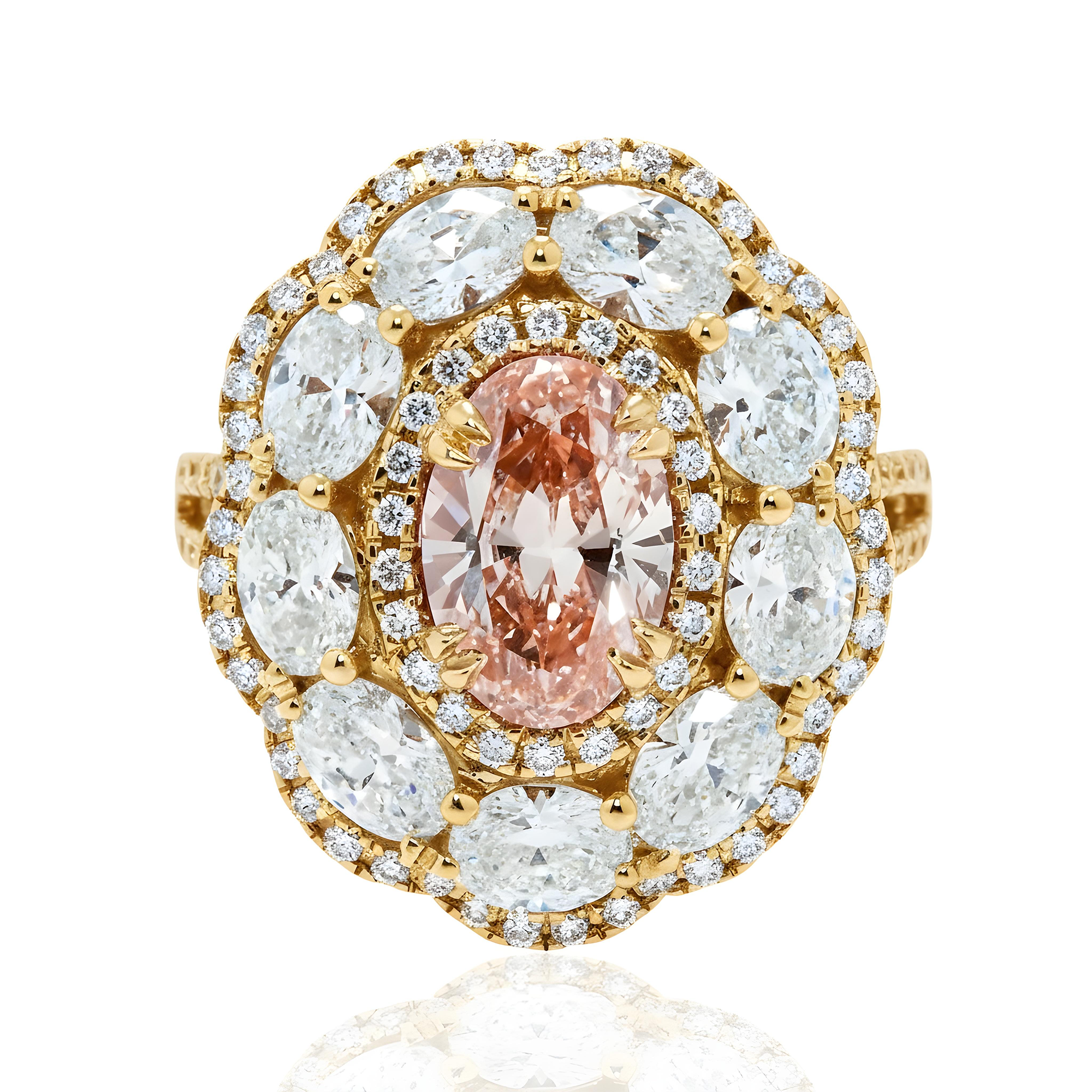 GIA 18K White Gold 2.02ct Oval Cut Fancy Intense Pink Diamond Ring 5.75ctw