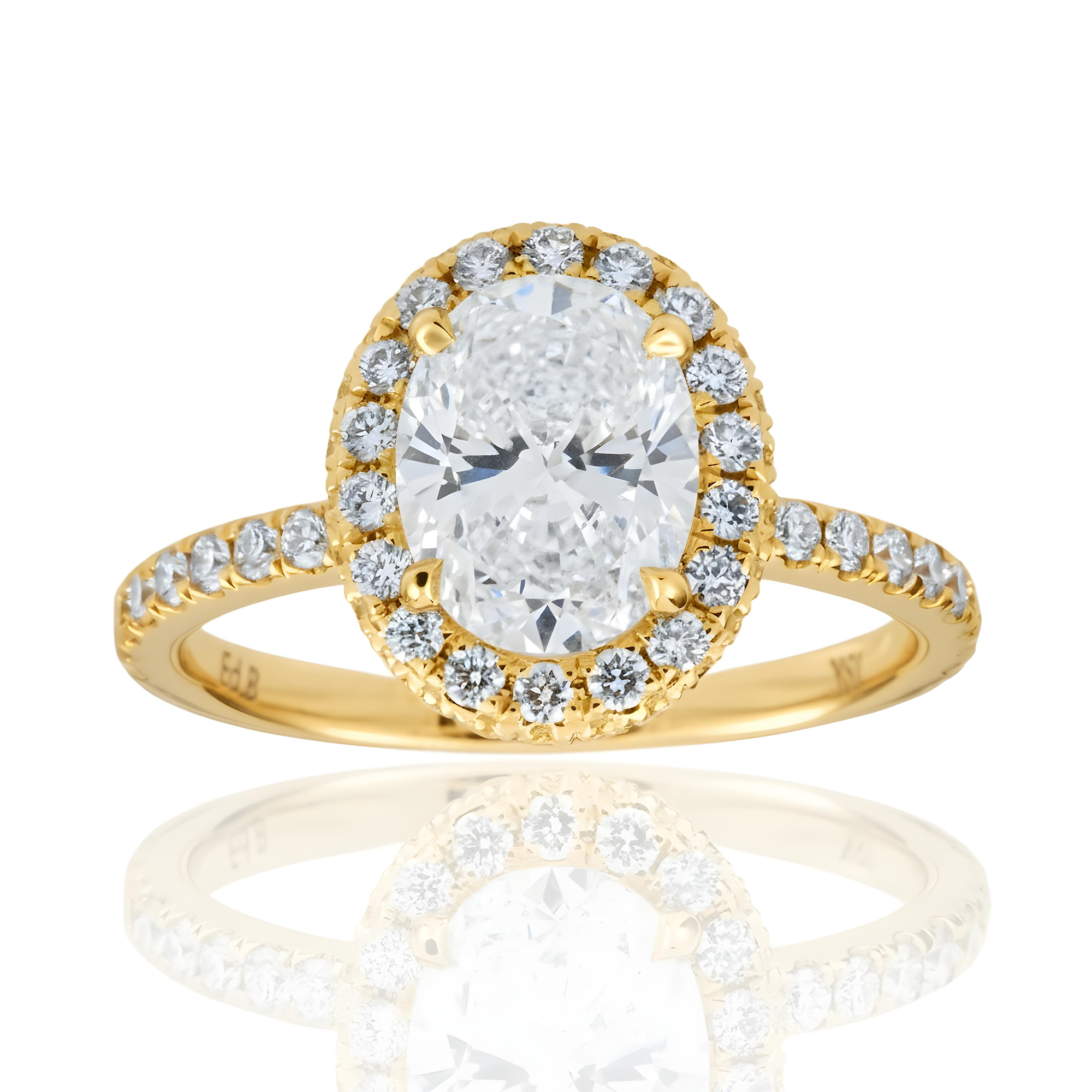 GIA 18K White Gold 1.55ct Oval Diamond Engagement Ring 2.27ctw