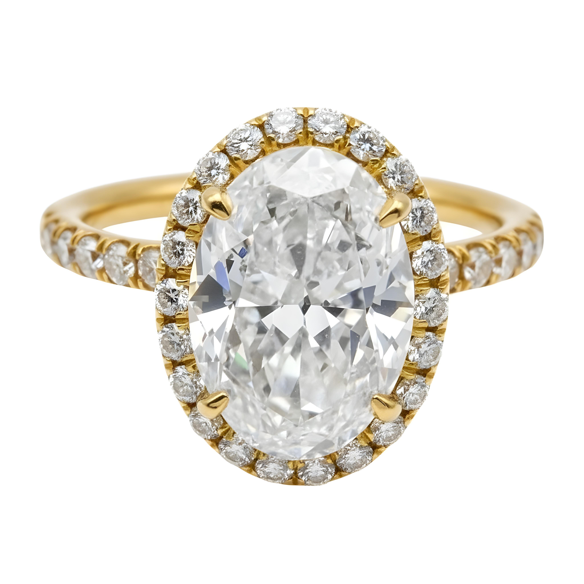 GIA 3.02ct Oval Cut Diamond Engagement ring 3.77ctw