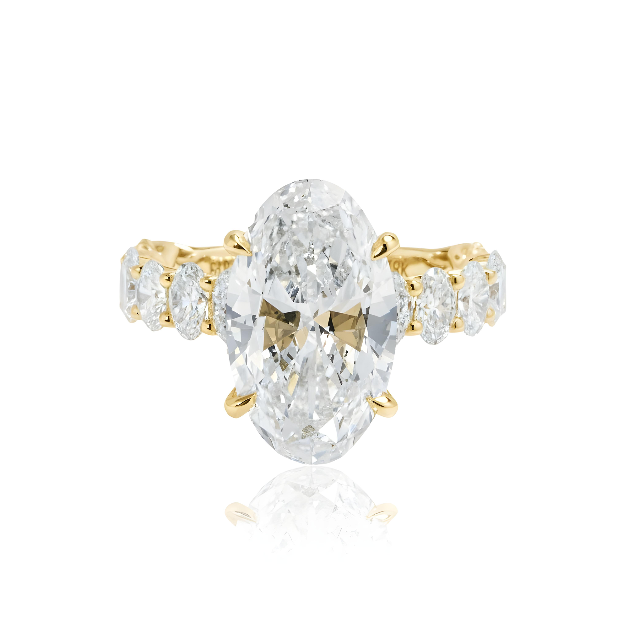 GIA 18K White Gold Full Oval Cut Diamond Engagement Ring 7.78ctw