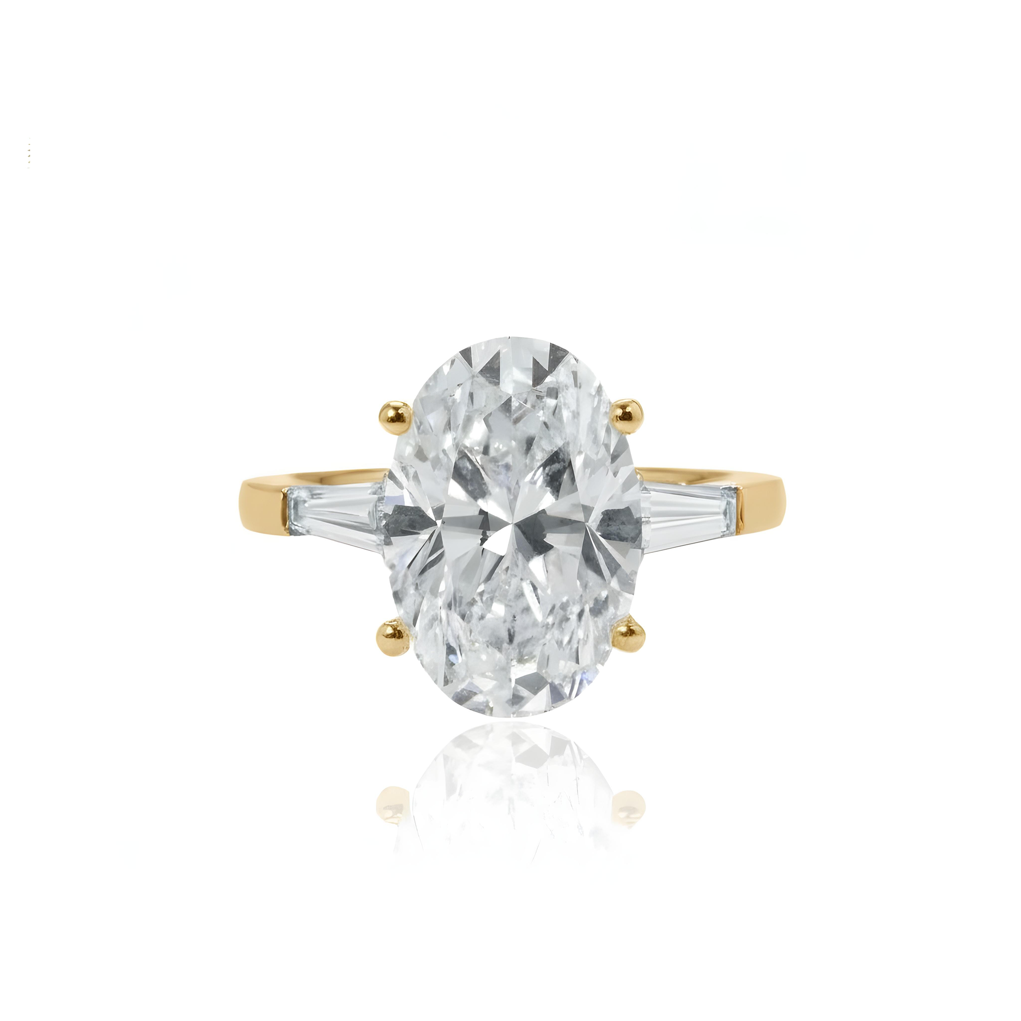 GIA 18K White Gold 5.52ct Oval Cut Triple Diamond Engagement Ring 6.02ctw