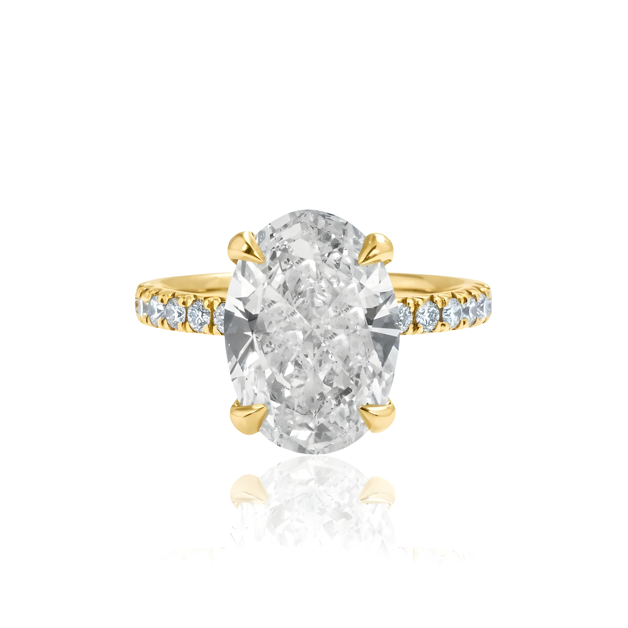 GIA Platinum 5.10ct Oval Cut Diamond Engagement Ring 5.50ctw